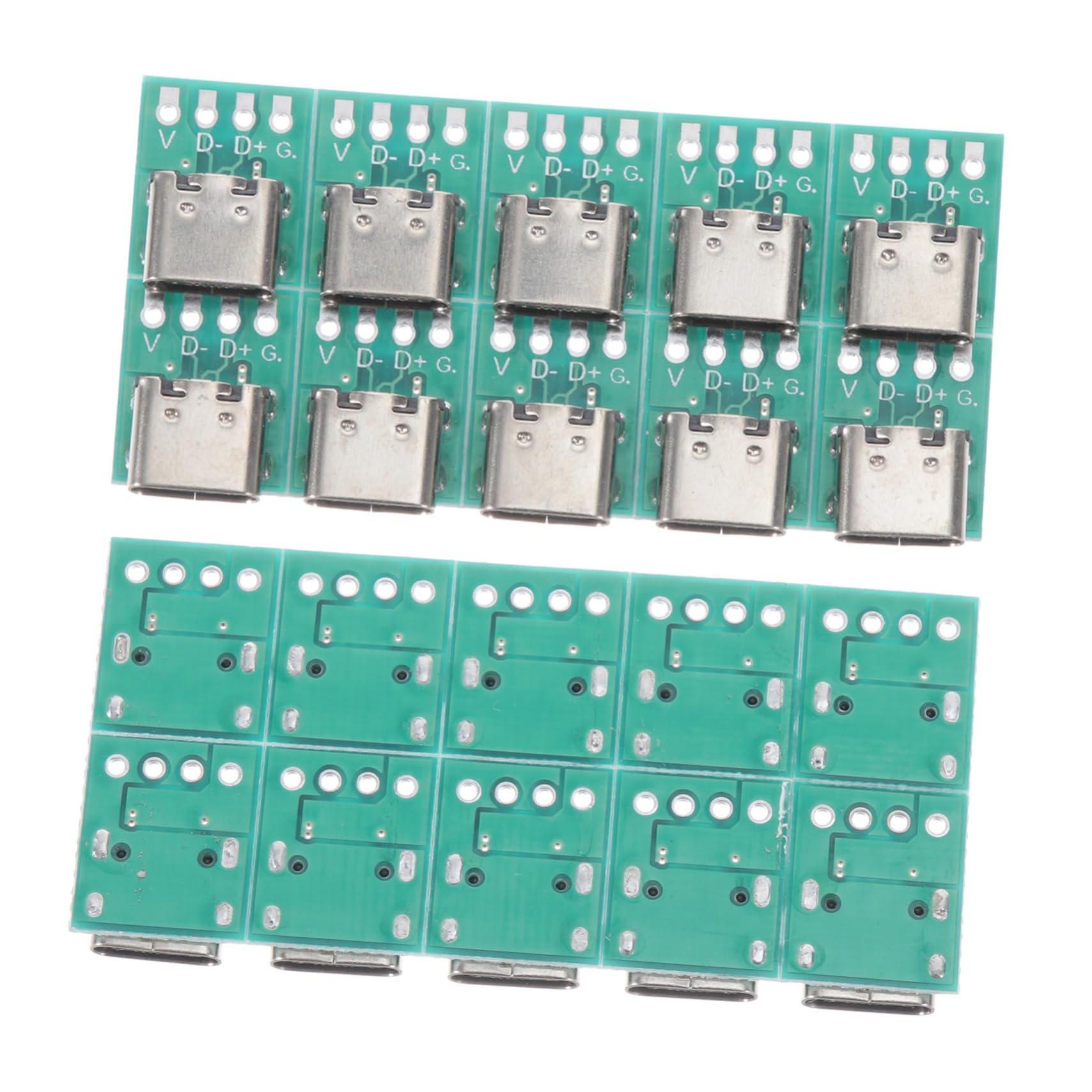 Jojofuny 10pcs USB Type-C Female PCB Board - Zinc Alloy USB C Connector Module for Power Supply & Data Transfer | Compatible with DIY Electronics, Smartphone Repairs & Circuit Board Projects
