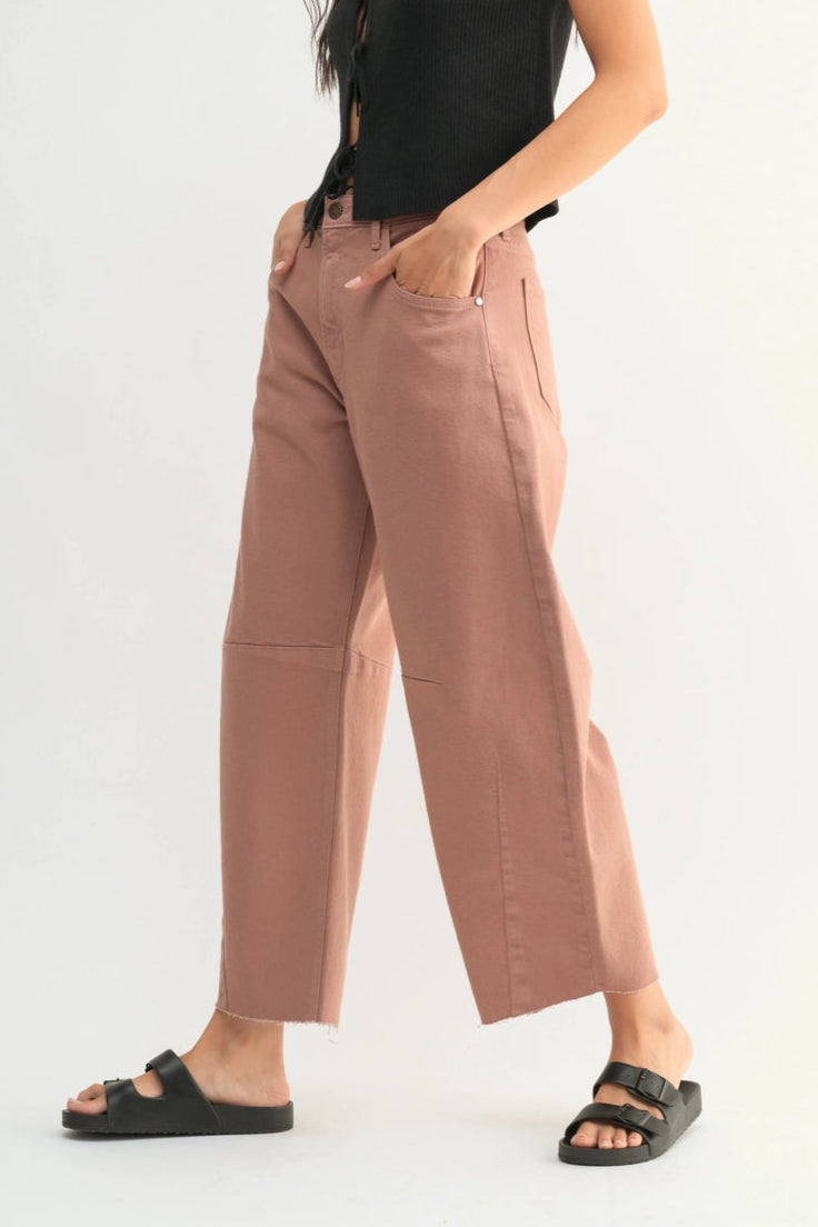 High Rise Barrel Leg Denim Jeans for Women - Trendy Clay Wash Skinny Jeans | Perfect for Casual Outfits, Date Nights & Office Wear