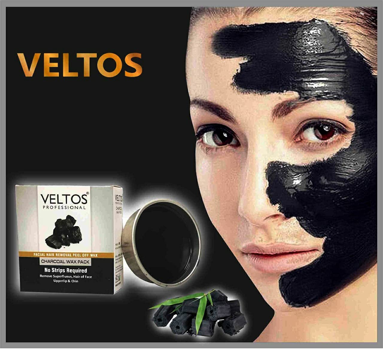 VELTOS PROFESSIONAL Peel-Off Wax Kit for Upper Lip, Facial Hair, Eyebrows & Chin - Charcoal, Aloe Vera & Apple Wax Combo (80g Each) | At-Home Hair Removal for Smooth Skin | Perfect for Salon-Quality Results & DIY Beauty Care