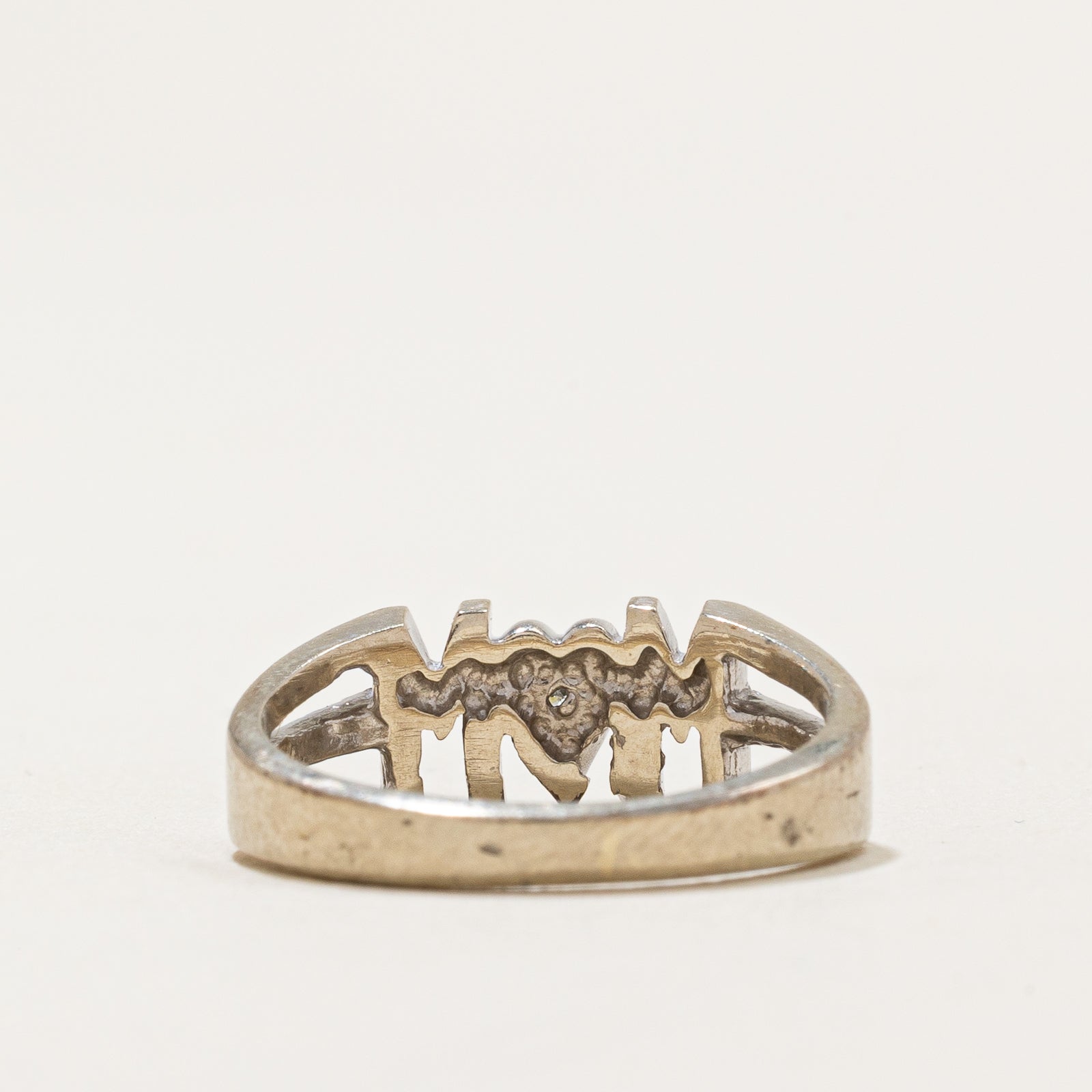 0.003ct Single Stone Diamond 'Mom' Ring - Size 4 | Elegant & Dainty Mother's Jewelry Gift for Birthday, Anniversary & Special Occasions
