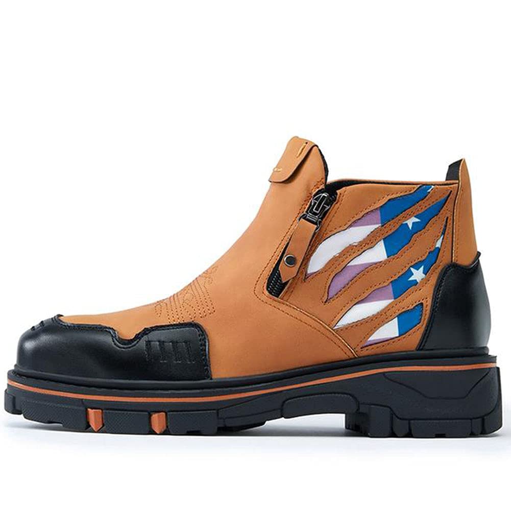 RIBETRINI Men's Waterproof Hiking Boots - Non-Slip Square Toe Tactical Boots with Side Zipper for Outdoor, Work & Military Use - Perfect for Hiking, Camping & Rough Terrain