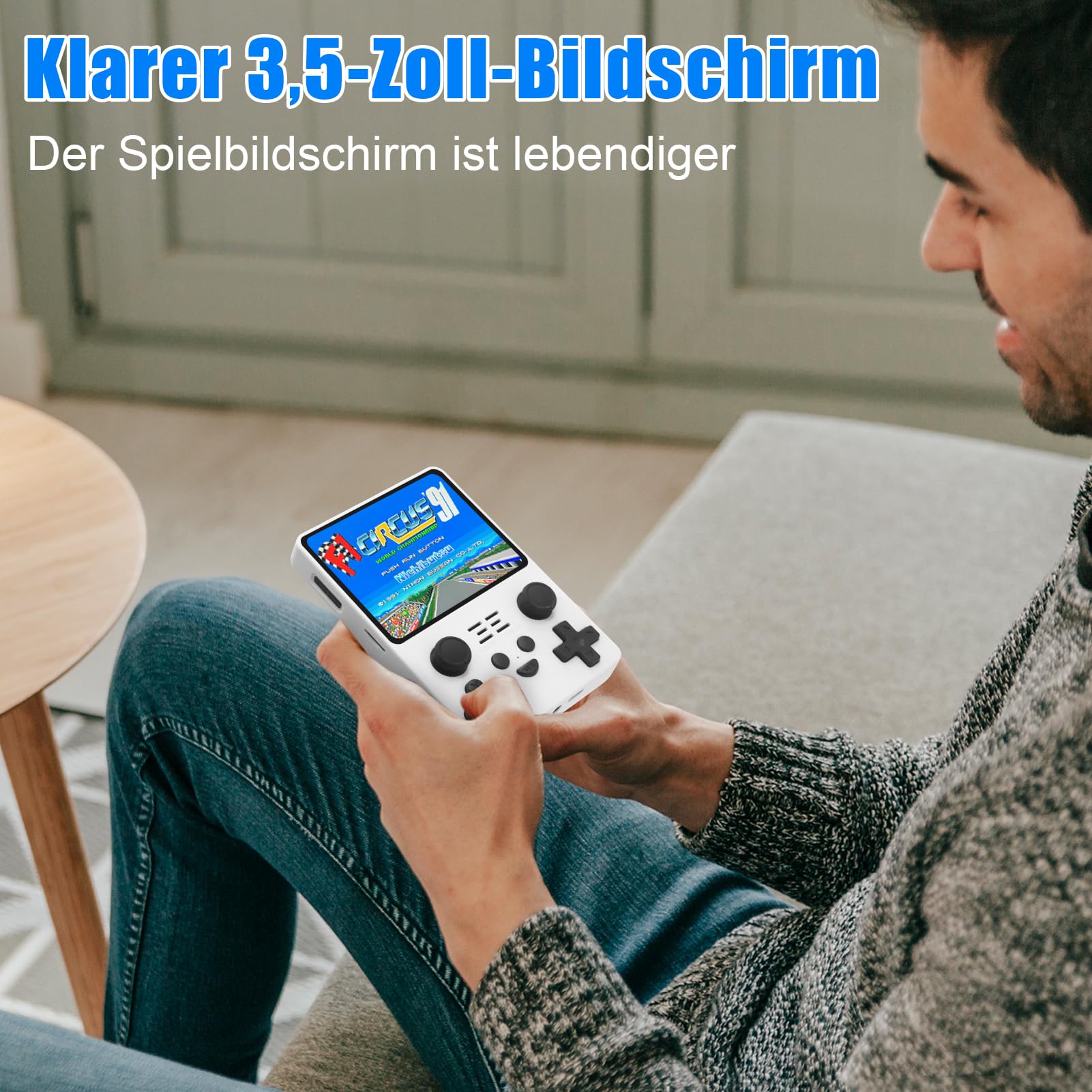Retro Portable Game Console with 20000 Classic Games - 3.5 Inch IPS Screen, 16GB+128GB Storage, Open Source ArkOS System - Perfect for Travel, Gifts & Nostalgic Gaming (White)