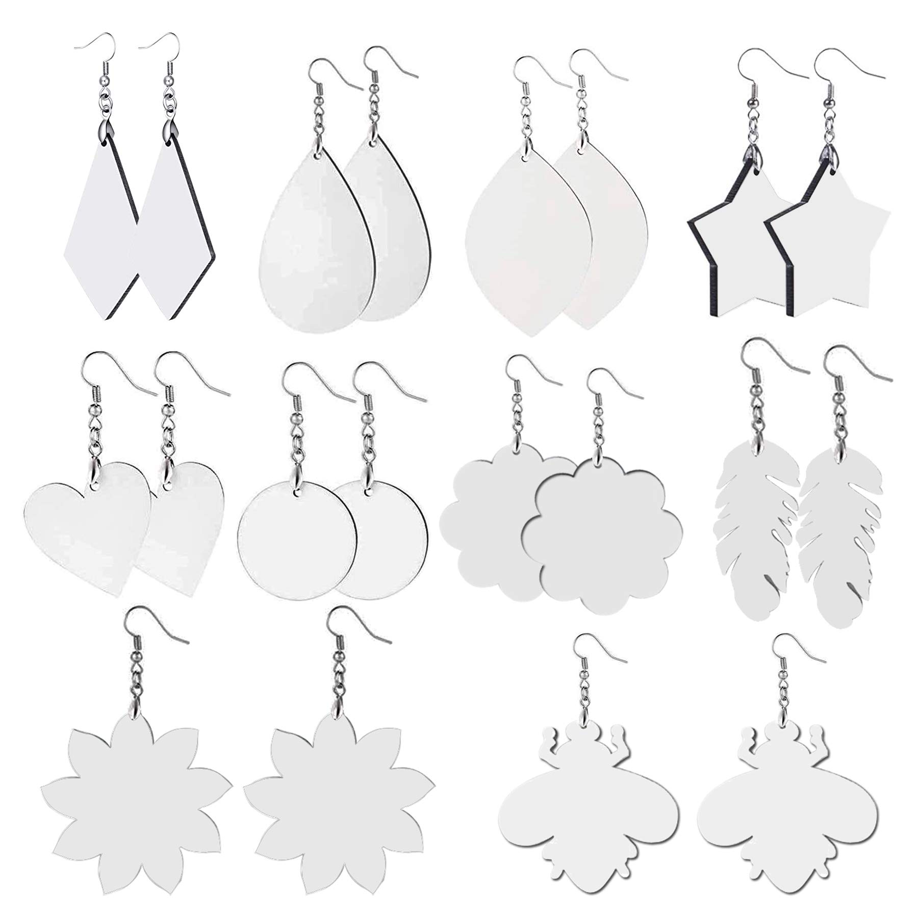 Sublimation Blanks Keychains - Double-Sided Heat Transfer Keychains for DIY Crafts, 10 Pairs with 10 Unique Shapes, Perfect for Personalized Gifts and Event Souvenirs