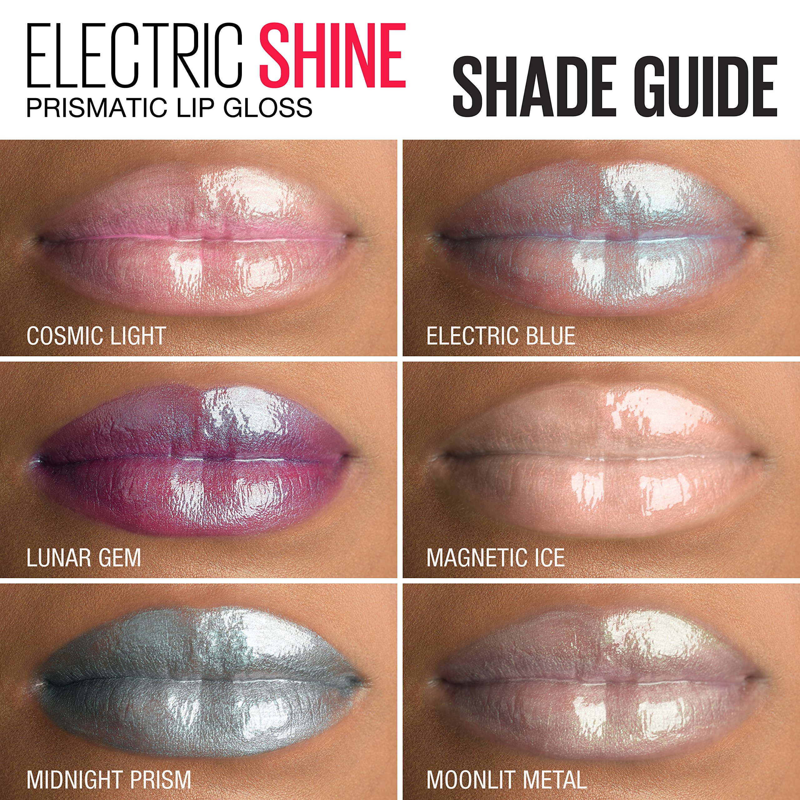 Maybelline New York Lip Studio Electric Shine Prismatic Lip Gloss - Vibrant Electric Blue, 0.17 fl oz | High-Shine, Non-Sticky Formula for Bold, Glamorous Looks - Perfect for Parties, Night Out & Special Occasions