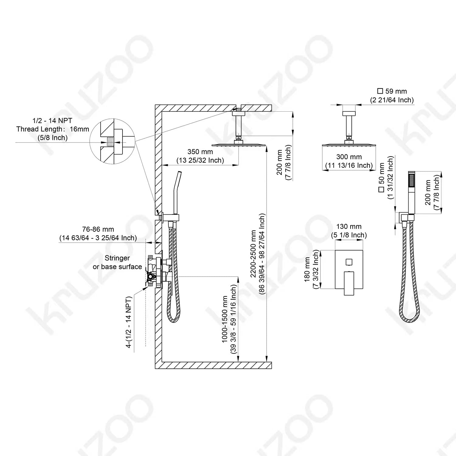 12 Inch High Pressure Matte Black Brass Rainfall Shower System with Handheld Spray - cUPC Certified Mixer Valve Set for Luxurious Bathroom Experience | Perfect for Master Bath, Spa Retreat & Modern Home Renovation