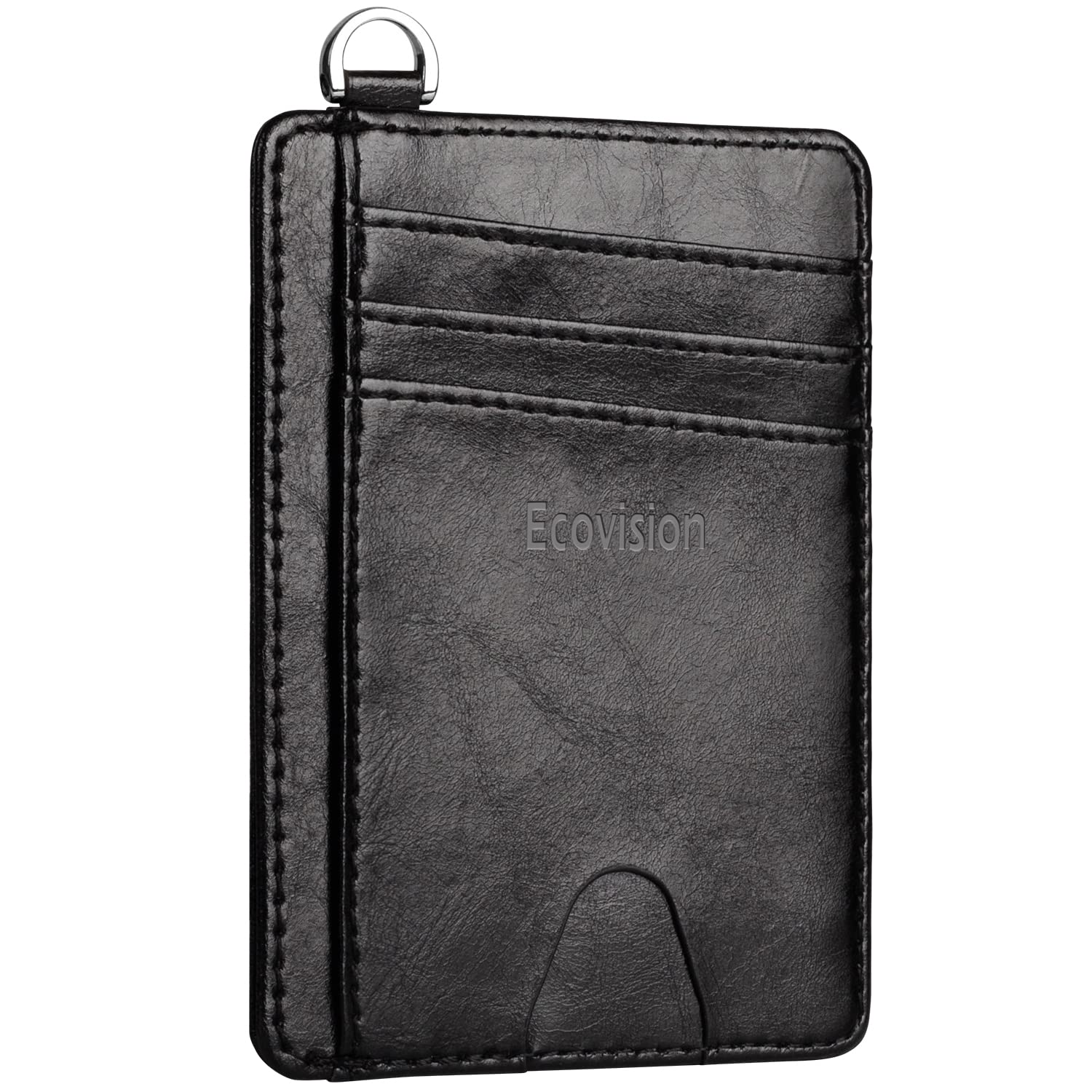 EcoVision Slim Minimalist RFID Blocking Front Pocket Wallet - Credit Card Holder with Detachable D-Shackle for Men & Women | Perfect for Travel, Everyday Carry & Contactless Security