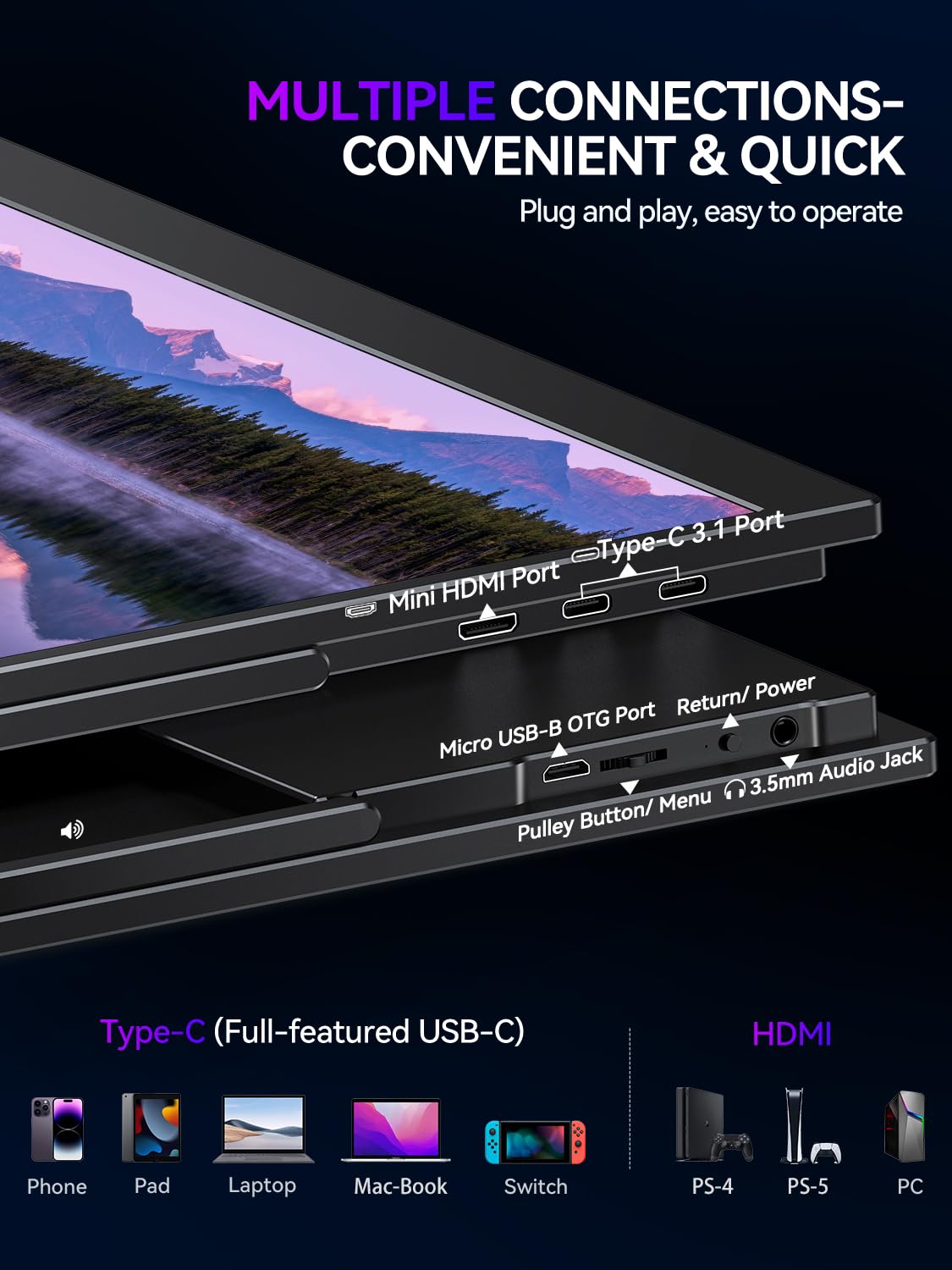 UPERFECT 18-inch 2K Portable Monitor - 144Hz, 100% DCI-P3, 500Nits, VESA Mount, Ultra-Slim Frameless IPS HDR Gaming Display with FreeSync - Perfect Travel Second Screen for Laptop, Office & Gaming Setup