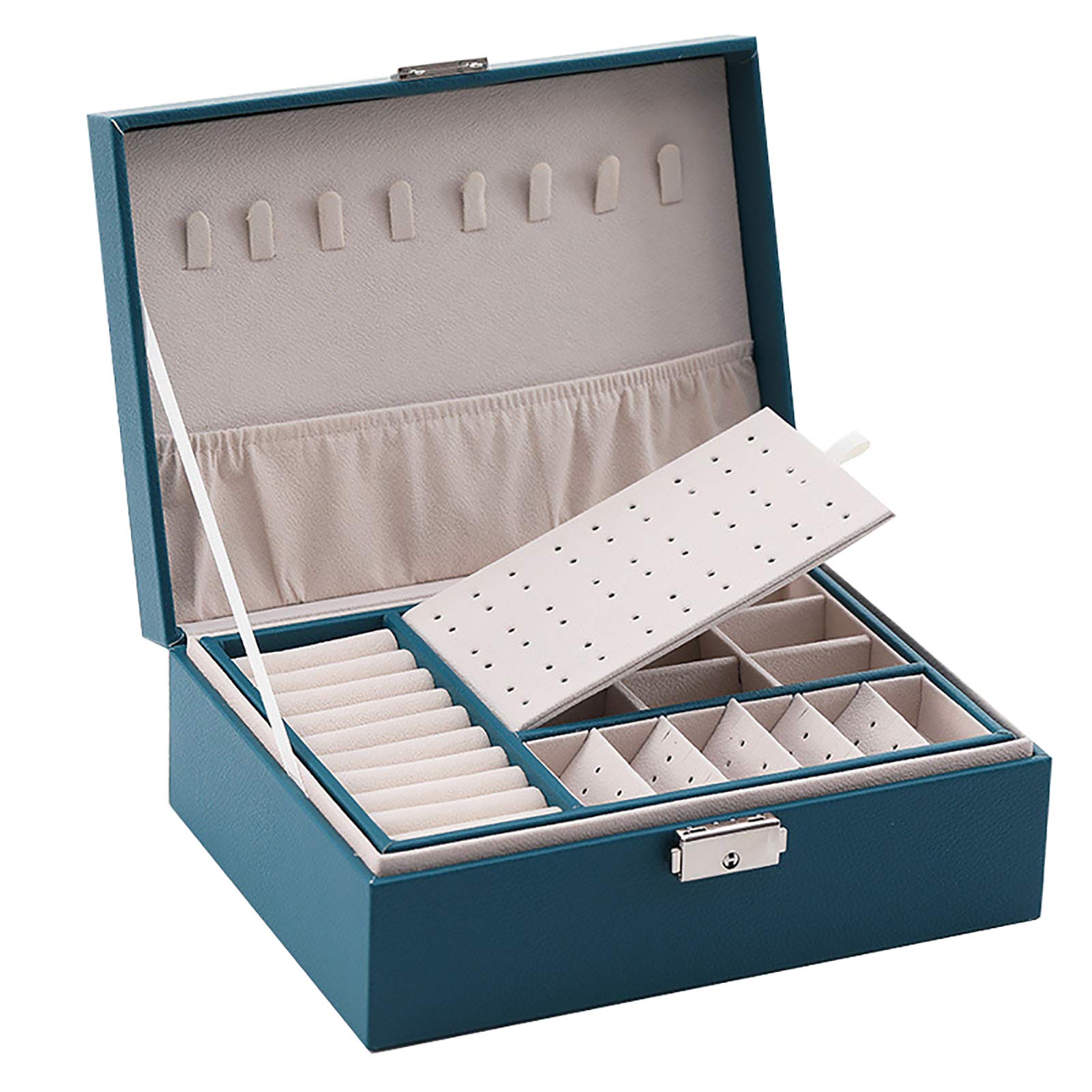 Cuteam Jewelry Organizer Box for Women - Portable Travel Jewelry Case with Necklace, Earring & Ring Storage Compartments | Perfect for Travel, Home & Gift Giving