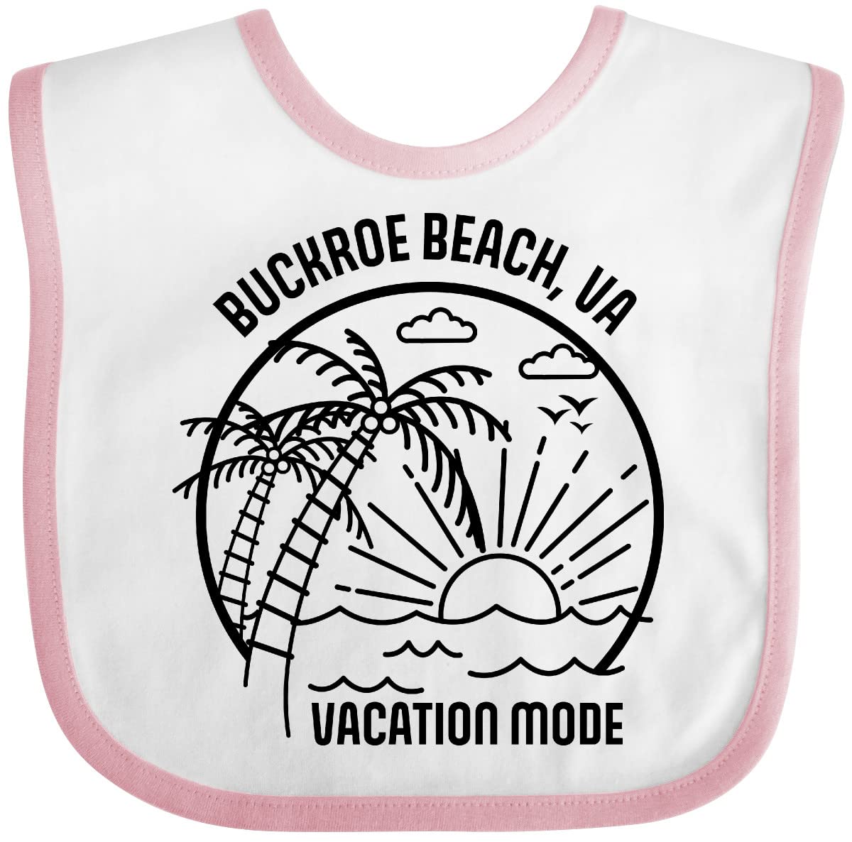 Inktastic Summer Vacation Mode Buckroe Beach Virginia Baby Bib - Soft & Absorbent for Messy Eaters - Perfect for Beach Trips, Family Outings & Everyday Use