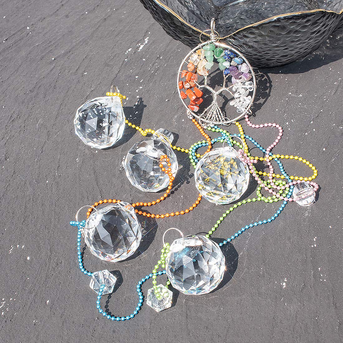 Rainbow Maker Crystal Ball Prism Suncatcher - Tree of Life Hanging Ornament for Home & Garden Decor | Window Decor, Meditation Room, Yoga Studio, Outdoor Patio