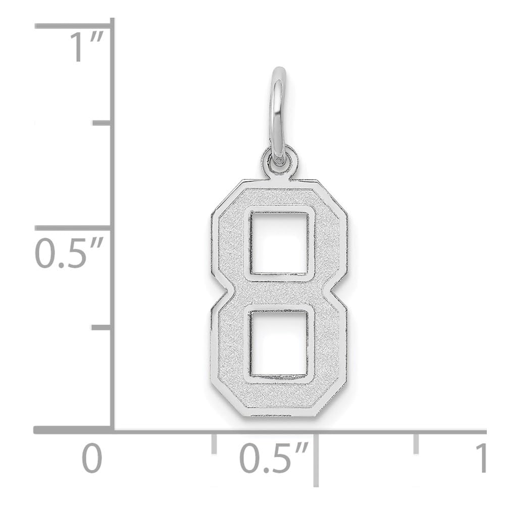 14k White Gold Black Bow Pendant - Jersey Collection Medium Number 8 Charm Necklace for Women | Elegant Jewelry Gift for Birthday, Anniversary & Special Occasions