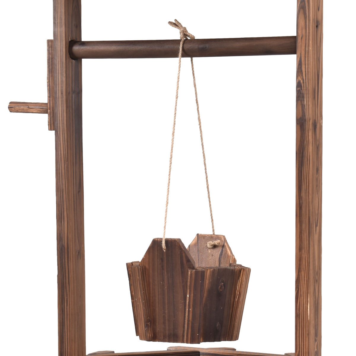 Outdoor Wooden Wishing Well Bucket Planter - Rustic Flower Pot for Garden, Patio & Home Decor - Perfect for Flowers, Plants & Outdoor Landscaping