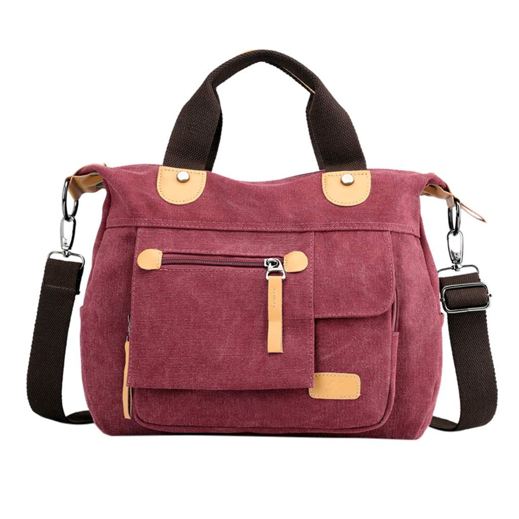 Women's Large Capacity Canvas Shoulder Bag - Multi-Functional Travel Tote Purse for Work, Gym & Daily Use (Purple, One Size)