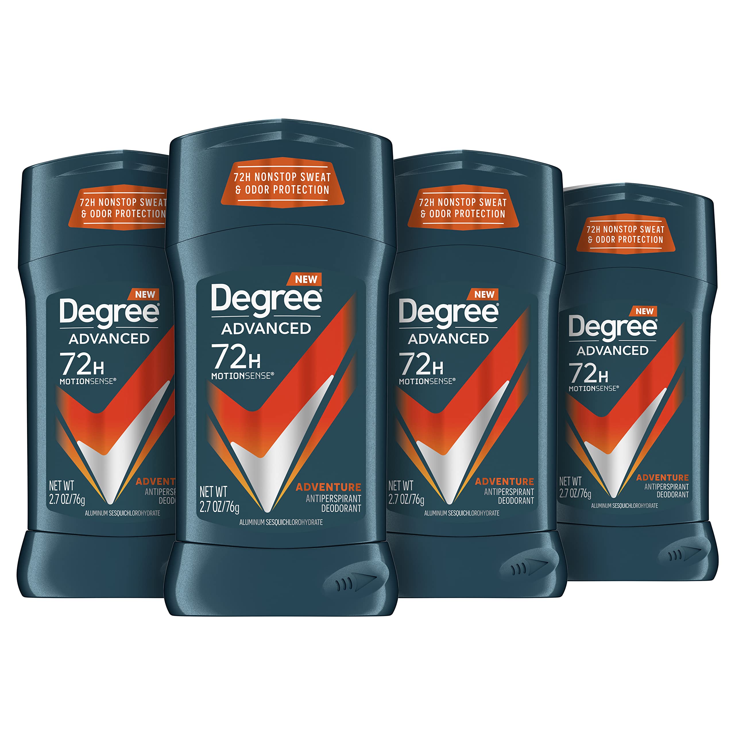 Degree Men Original Aluminum-Free Deodorant for Men - 48-Hour Odor Protection & Antiperspirant, 4-Pack (2.7 oz Each) | Long-Lasting Freshness for Active Lifestyles, Workouts & Outdoor Adventures