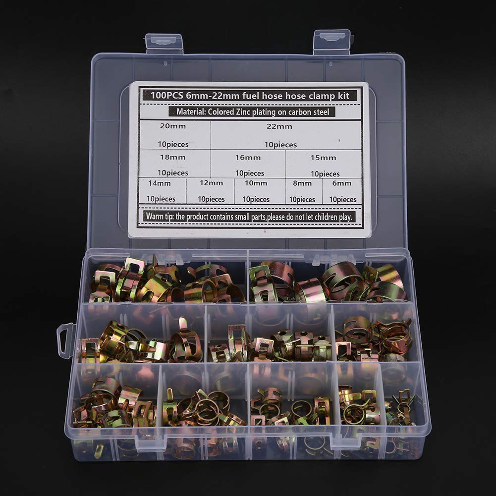 Durable 6-22mm Hose Clamps 100pcs - Carbon Steel Pipe Connectors for Plumbing & Automotive Repair