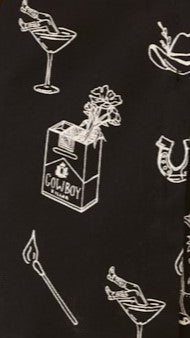 Charli Western Cowboy Print Button Up Shirt and Shorts Set - Black/Beige Outfit for Women | Perfect for Country Music Festivals, Rodeo Events & Western Style Fashion