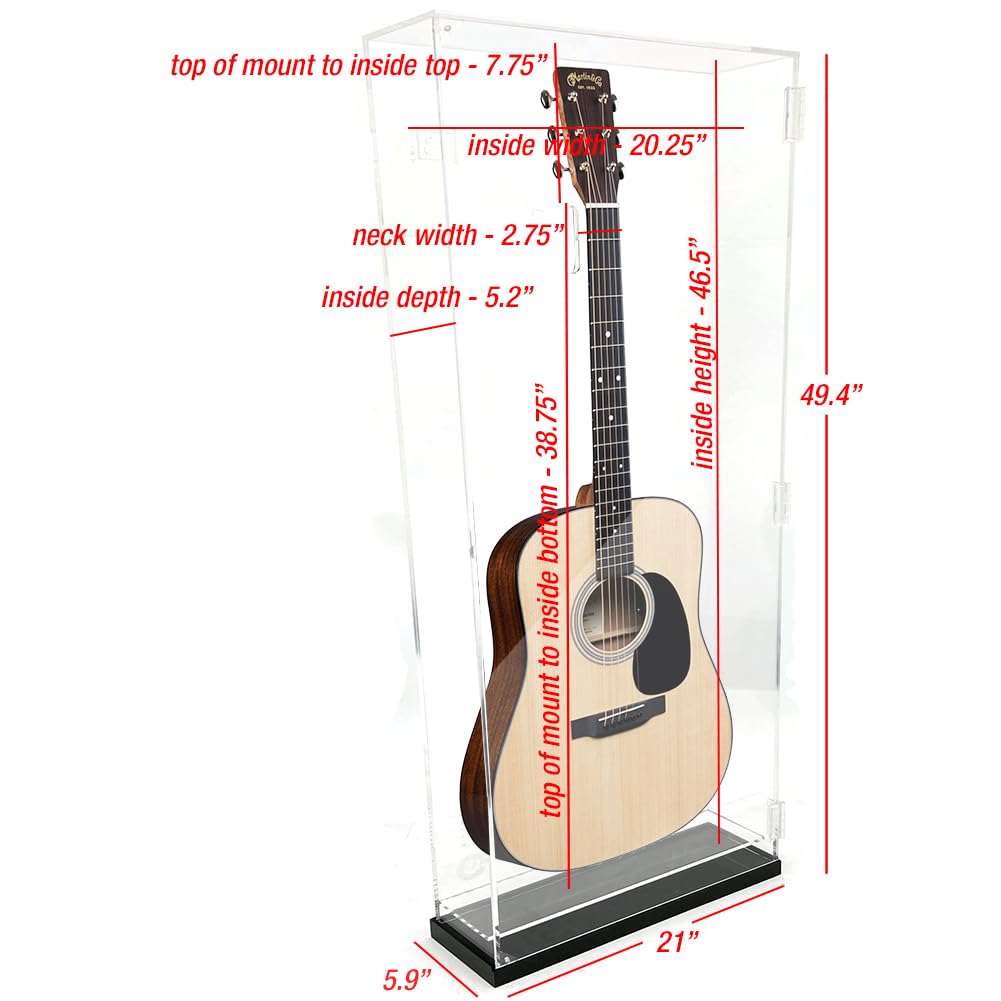 Deluxe Acrylic Guitar Display Case - Wall Mount & Tabletop UV-Protected with LED Lights | Perfect for Home, Studio & Music Store Guitar Showcase