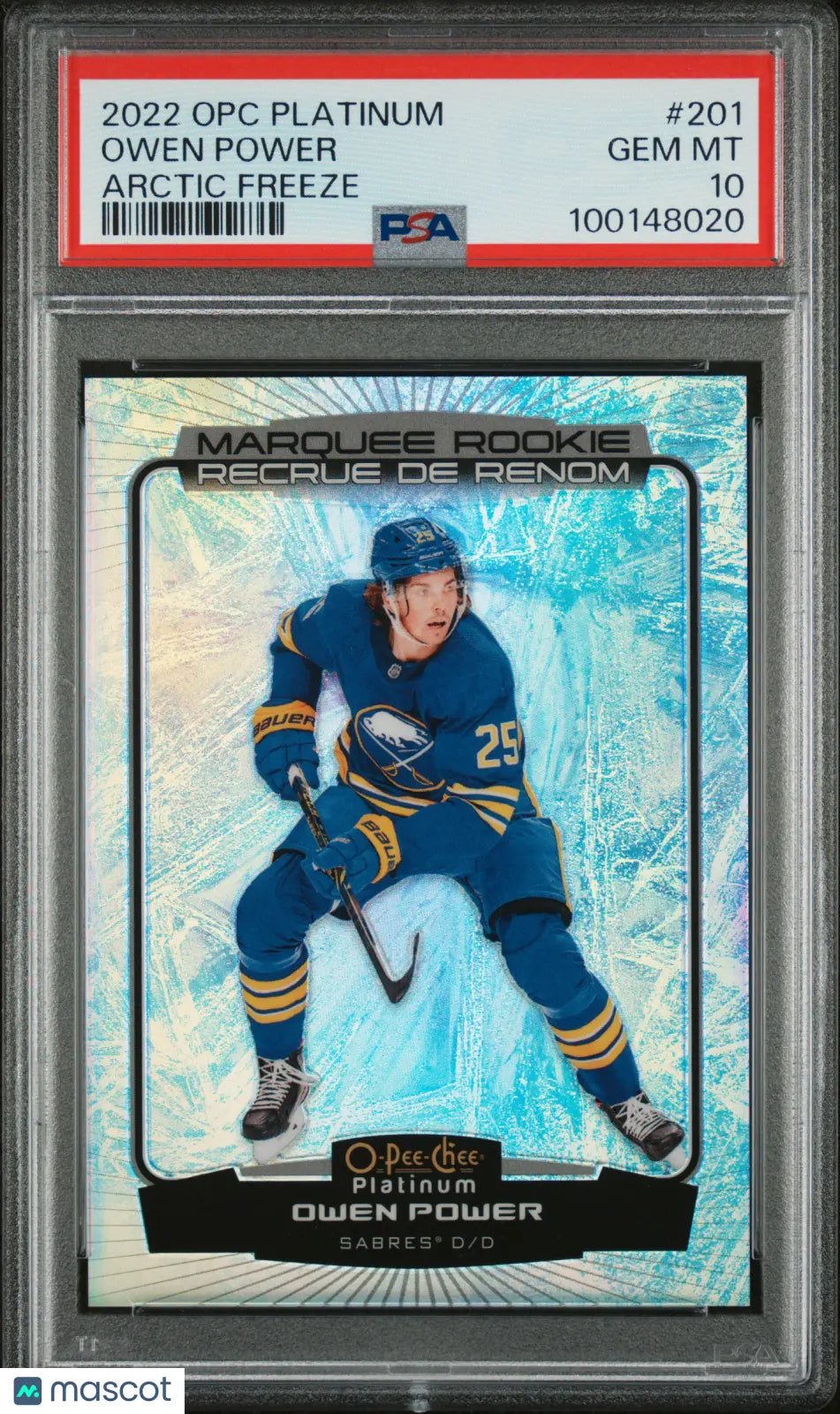 2022 O Pee Chee Platinum Owen Power Marquee Rookie Arctic Freeze PSA 10 /99 Hockey Trading Card - Perfect for Collectors, Investors & Hockey Fans - Display in Home, Office or Man Cave