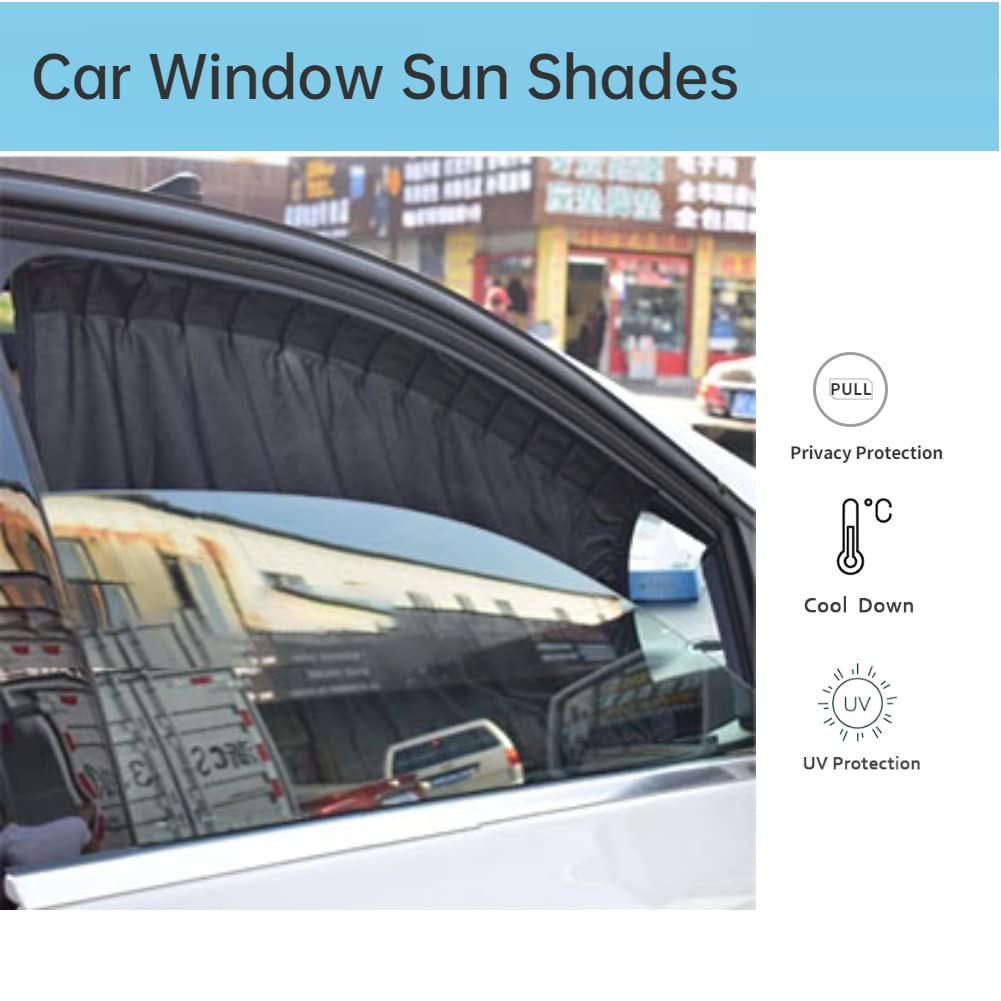 2Pcs Black Car Side Window Curtains - Foldable Sun Shade, Removable & Slidable for UV Protection - Perfect for Road Trips, Baby Safety & Summer Driving