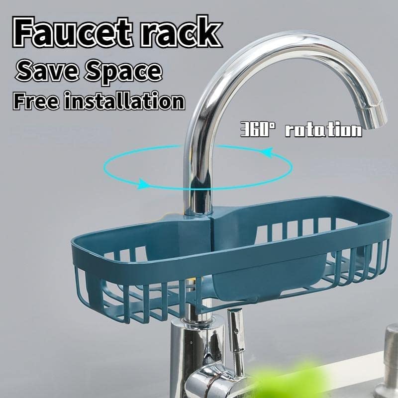 GION Plastic Sink Caddy Organizer - Snap-on Faucet Rack for Kitchen & Bathroom Storage | Holds Soap, Sponges & Cleaning Supplies | Space-Saving Drain Rack for Small Spaces (1 Pack) | Perfect for Organizing Under Sink & Next to Faucet