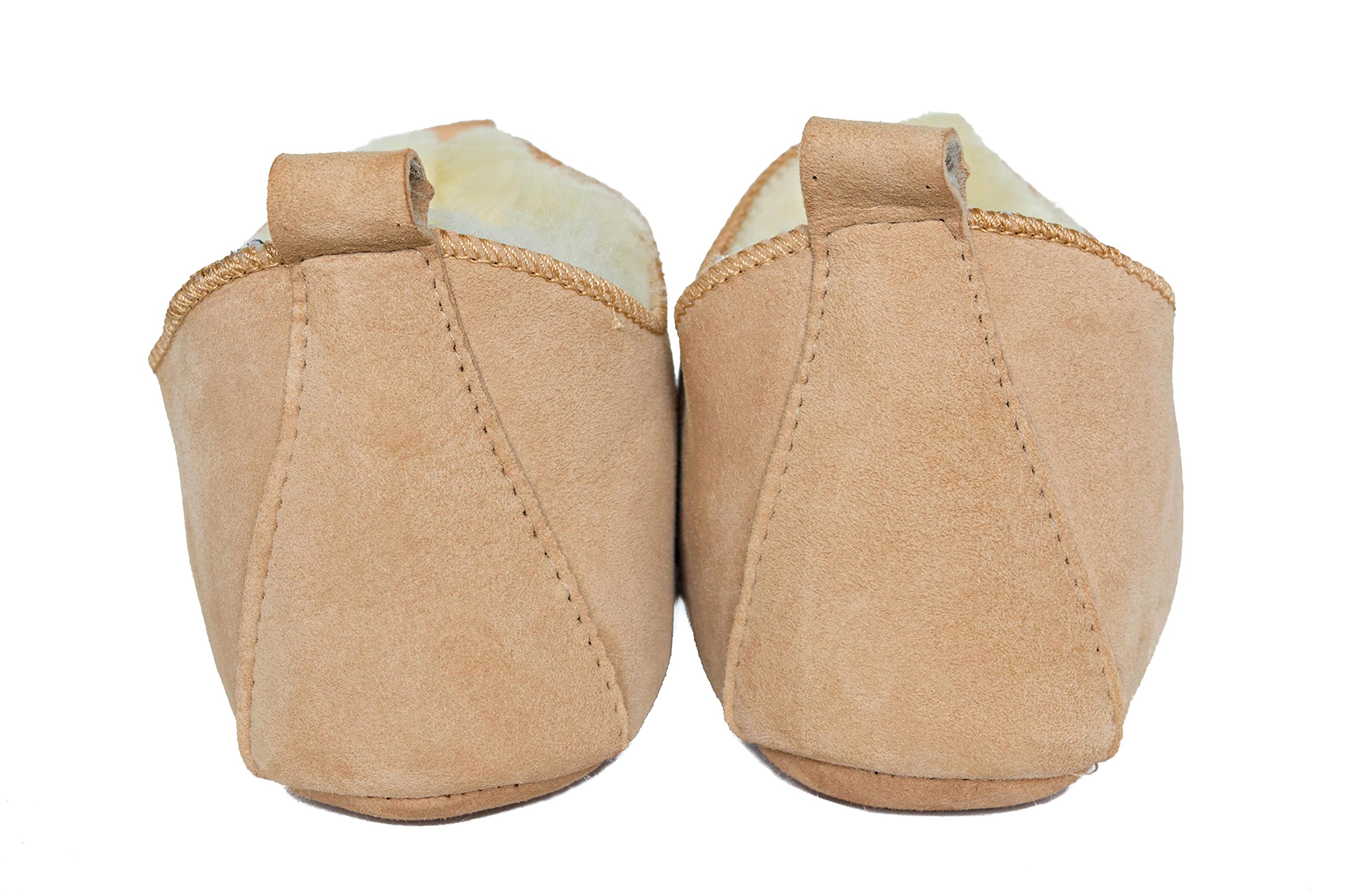Unisex Natural Beige Wool Slippers with Soft Sole - Genuine Sheepskin Winter Slippers for Men and Women - Handmade Warm House Shoes for Indoor Comfort & Cozy Home Wear