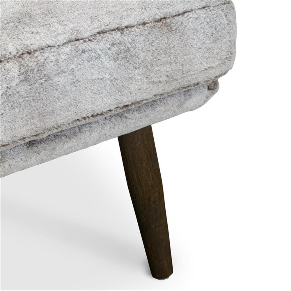 Elle Decor Sophie Armless Slipper Chair - Mink Brown Faux Fur Upholstery | Modern Accent Chair for Living Room, Bedroom & Home Office