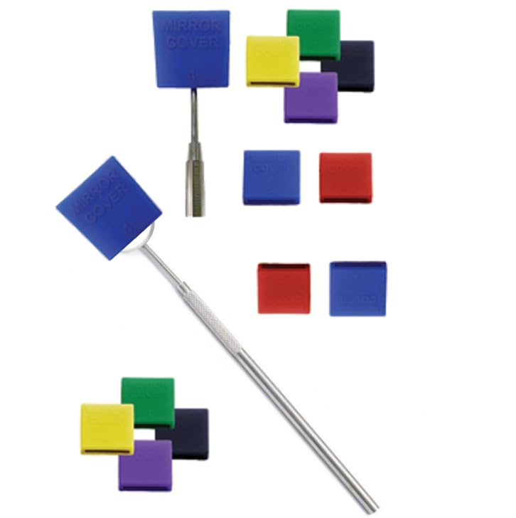 Autoclavable Dental Mirror Covers - 12 Pcs Assorted Color-Coded (375°F Safe) for Dental Clinics, Exams & Hygienists - Perfect for Infection Control & Instrument Organization