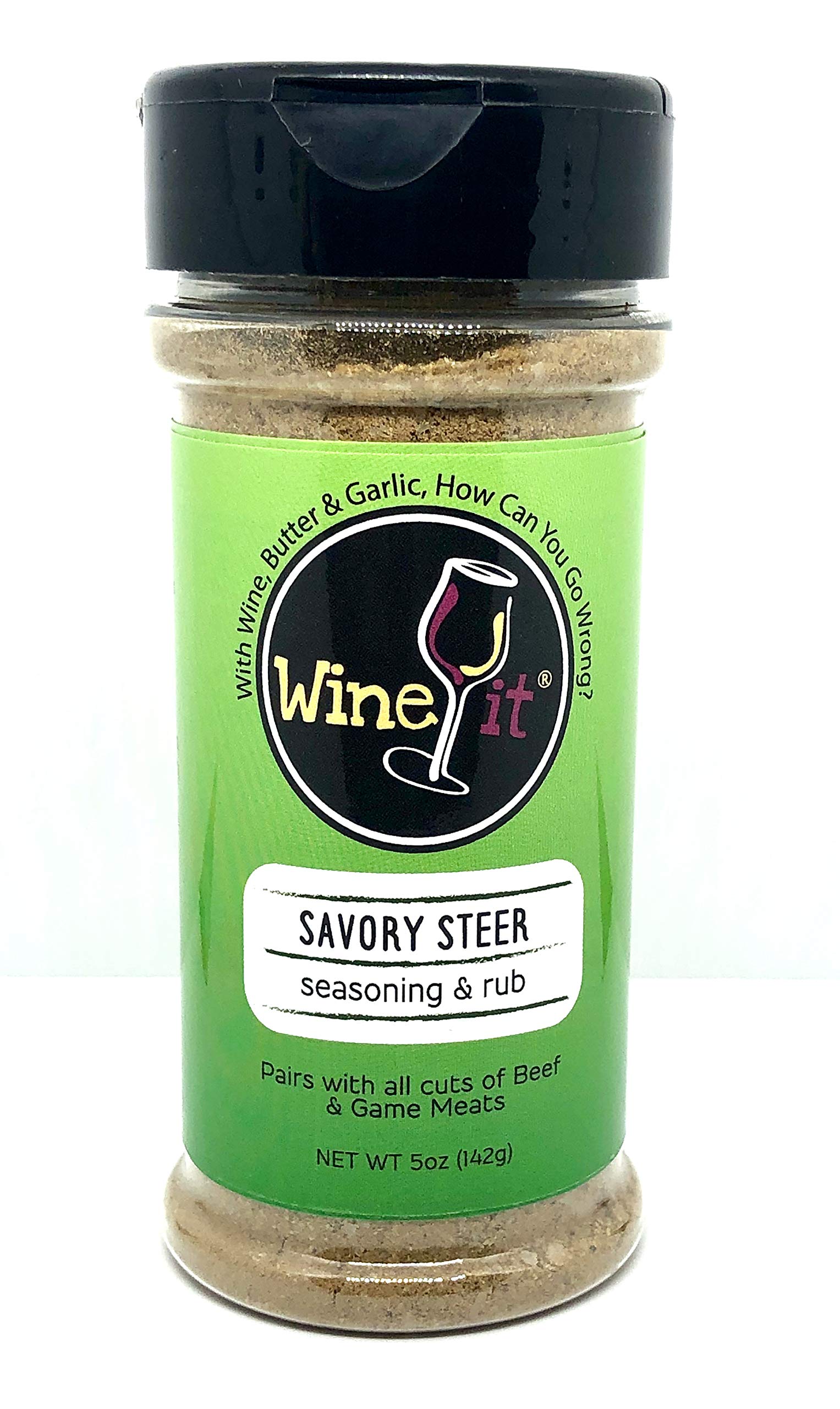 Wine It SAVORY STEER Seasoning & Rub - Premium Meat Spice Blend for Beef, Game, Tuna, Salmon & Chicken | Perfect for Grilling, BBQ, Roasting & Home Cooking