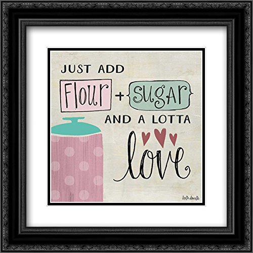 15x15 Black Ornate Framed Double Matted Museum Art Print - Flour Sugar and a Lotta Love by Katie Doucette | Kitchen Wall Decor, Baking Theme Home Art, Gift for Bakers