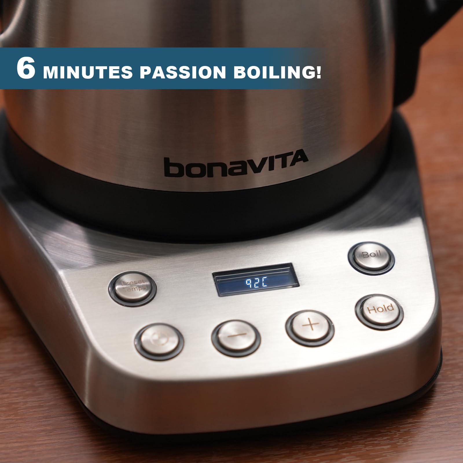 Bonavita Gooseneck Electric Kettle - 1L Stainless Steel Water Boiler with Digital Temperature Control & 6 Presets | Perfect for Pour-Over Coffee, Tea, French Press & Home Brewing | Fast Heating & Precise Pouring for Coffee Shops, Cafés & Kitchen Use