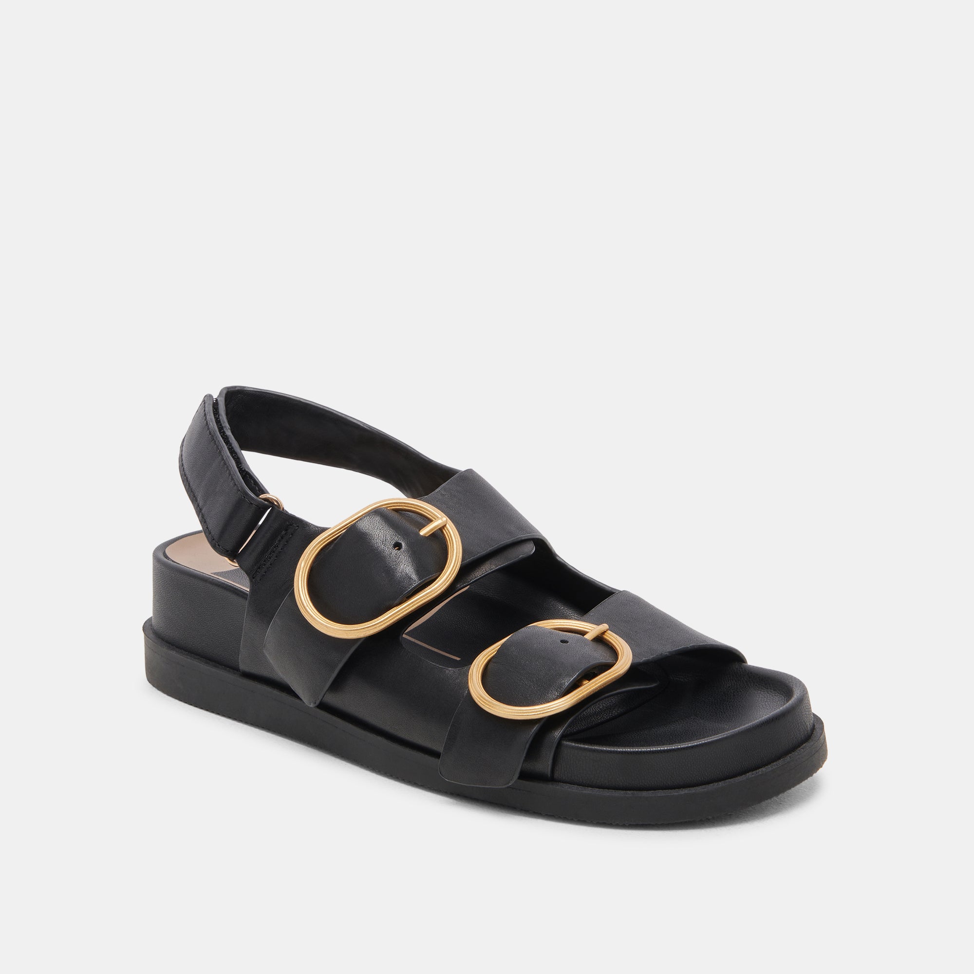 STARLA Women's Black Leather Sandals - Comfortable & Stylish Casual Footwear for Summer, Beach, and Everyday Wear
