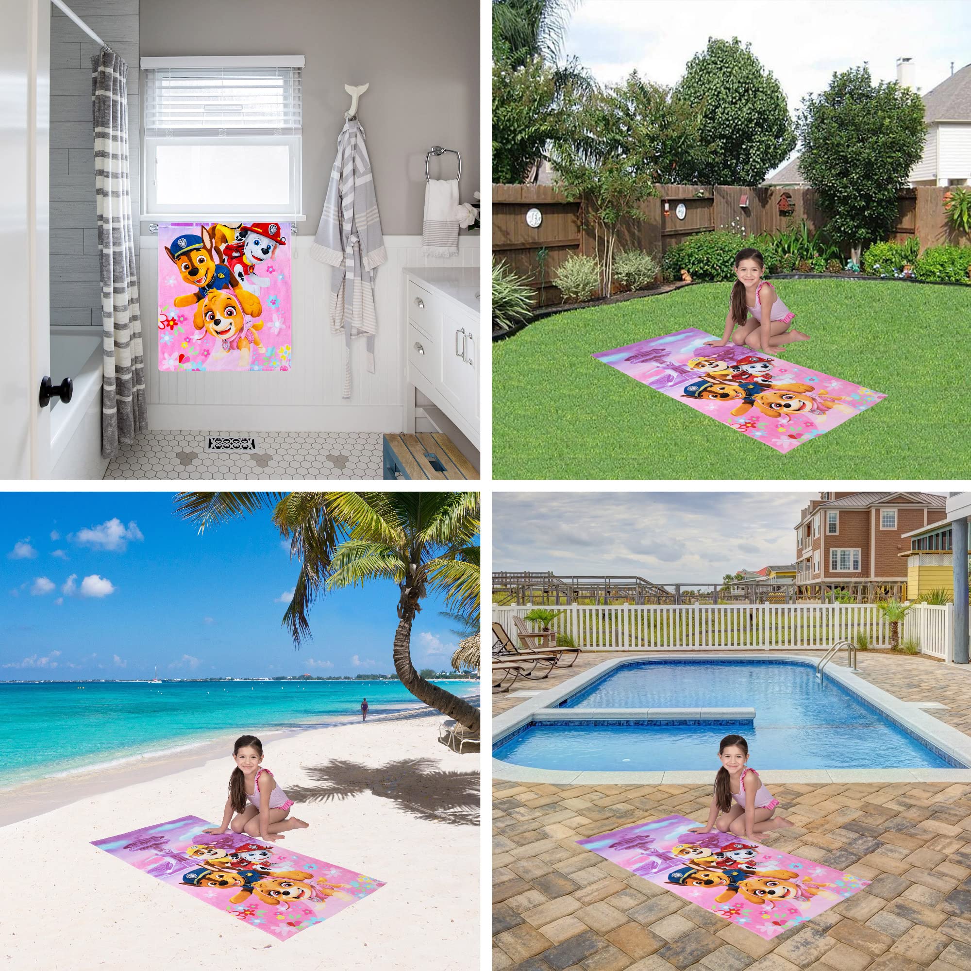 Franco Kids Super Soft Cotton Paw Patrol Girls Bath Towel, 58x28 Inches, Perfect for Pool, Beach, and Home Use