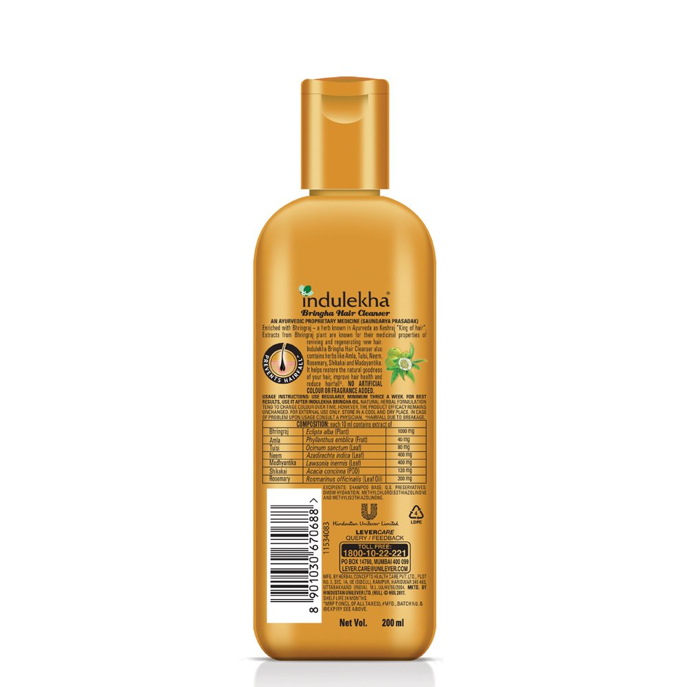 Indulekha Bringha Anti Hair Fall Shampoo 200ml & Liril Lemon Tea Tree Body Wash 250ml - Reduce Hair Loss & Refreshing Skin Care Combo for Daily Hair and Body Wash Routine