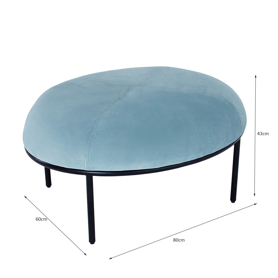 VAMOS 80cm Oval Footstool Ottoman - Jade & Black Upholstered Stool for Living Room, Bedroom, or Nursery - Perfect for Extra Seating, Footrest, or Decorative Accent