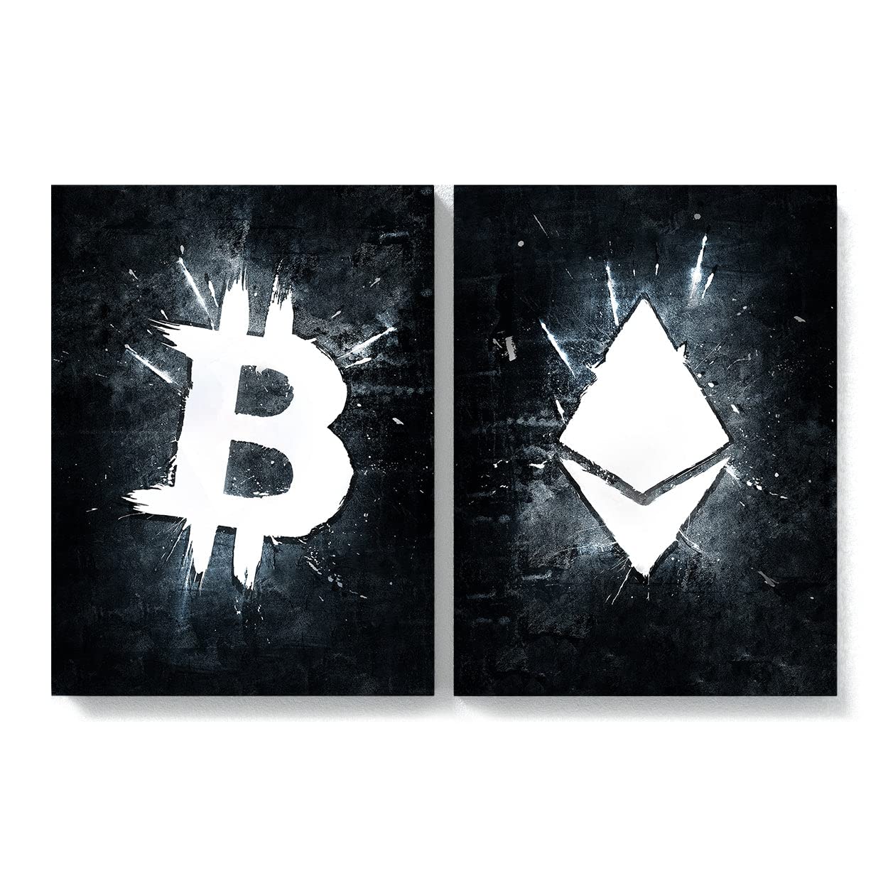 Crypto Canvas Wall Art - Bitcoin & Blockchain Themed Modern Home Decor for Living Room, Office & Gifts