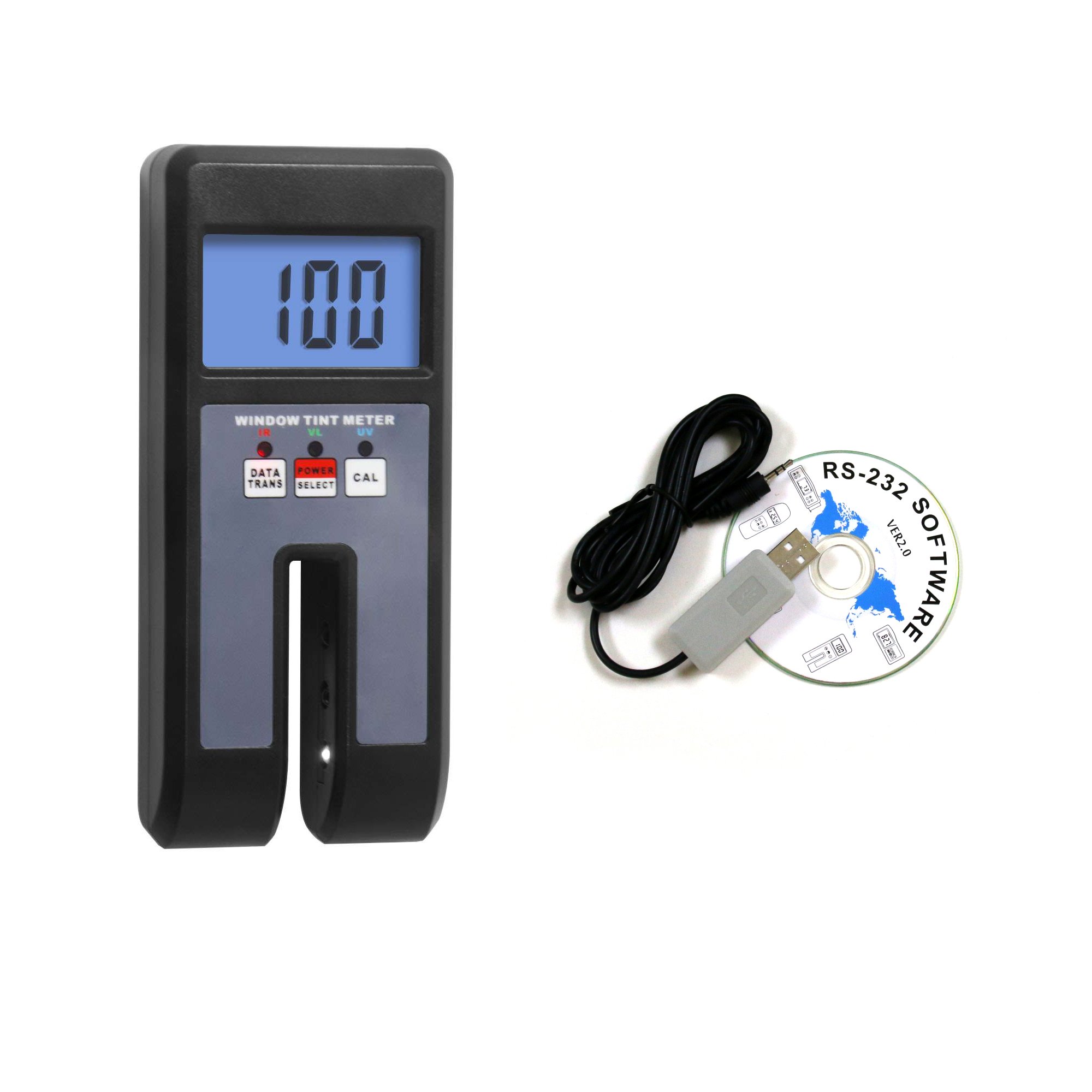 Professional WTM-1300 Window Tint Meter Tester - Digital LCD Light Meter with 0-100% Transmittance Measurement for UV, Visible & IR Light - Includes USB Data Cable & Software - Perfect for Auto, Home & Commercial Window Tint Testing