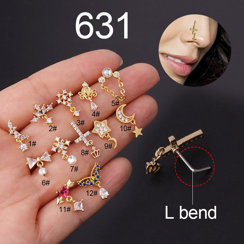 20G Cross Dangle Nose Stud - Hypoallergenic Surgical Steel Nose Ring for Women | Perfect for Everyday Wear, Parties & Special Occasions