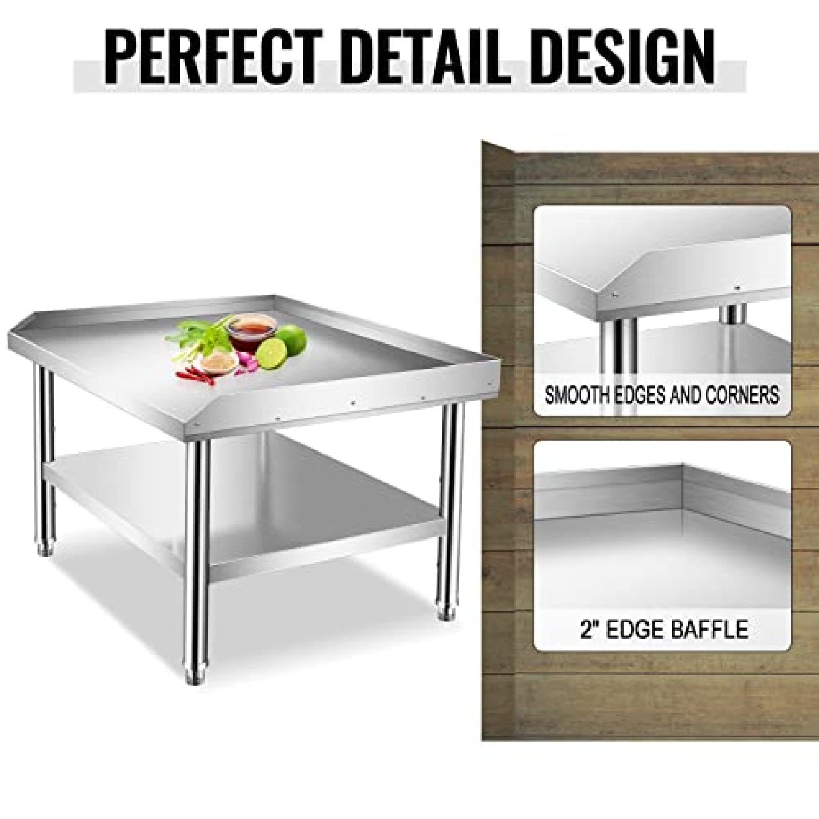 Premium Stainless Steel Grill Stand with Storage Shelf - Heavy Duty NSF Certified 28x24x24 Outdoor Cooking Prep Table for BBQ, Camping & Backyard Parties