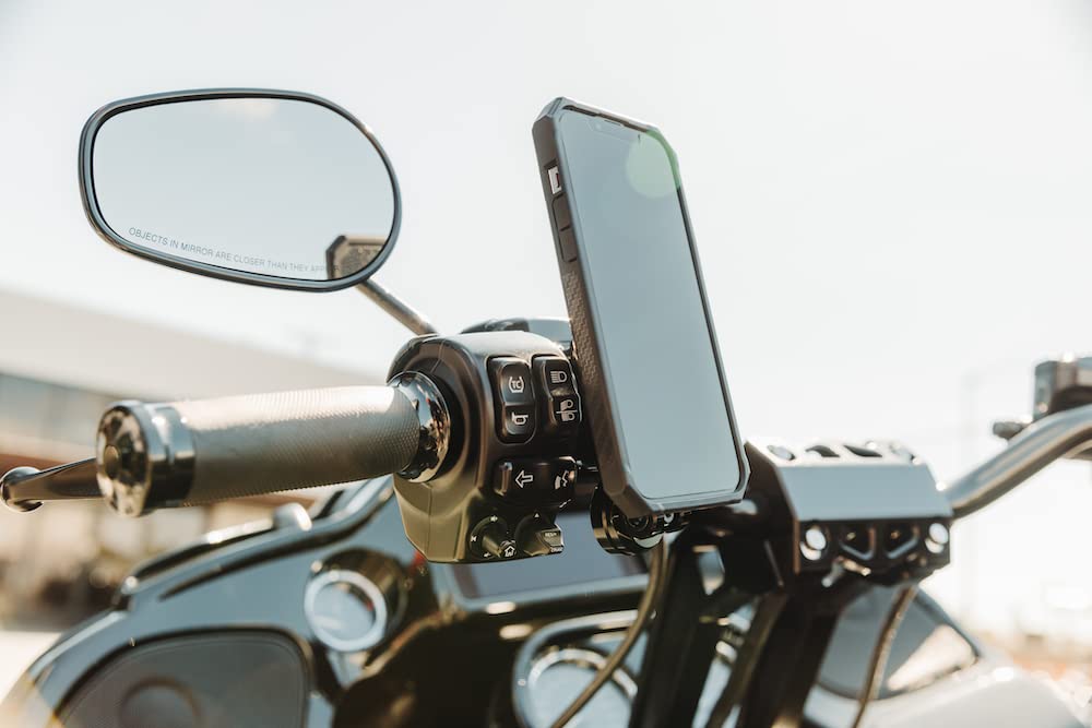 Rokform Universal Motorcycle Phone Mount - Compatible with Harley, Metric & Indian Cruisers | Quad Tab Twist Lock & Built-in Magnet for Secure Phone Attachment (Black) | Ideal for Adventure Riding, Commuting & Road Trips