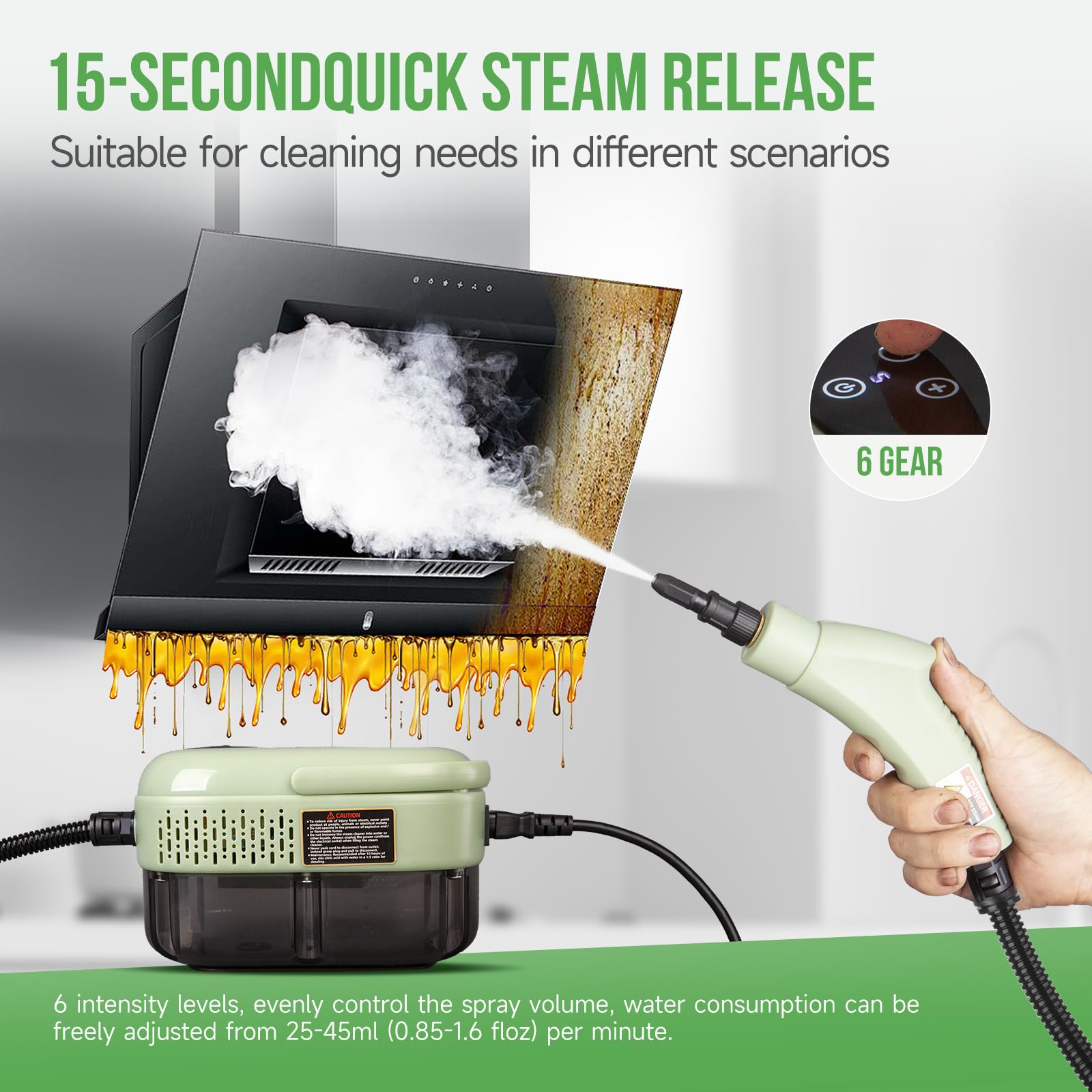 Portable Handheld Steam Cleaner for Upholstery, Carpet, Couch & Mattress - Multipurpose Steamer Machine for Home, Car Detailing & Kitchen Floors Cleaning (Model HD-1701) | Perfect for Deep Cleaning Stains, Sanitizing Surfaces & Refreshing Fabrics