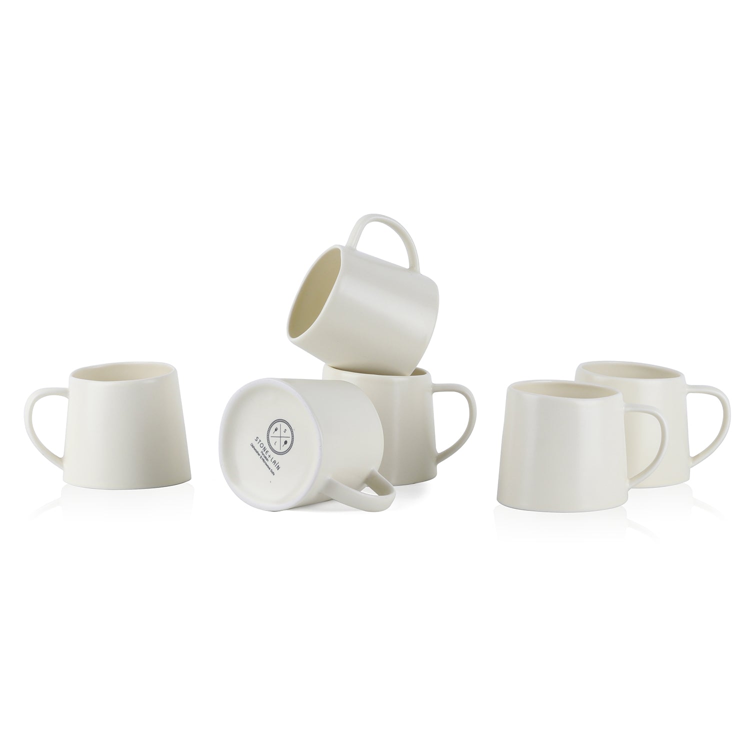 Premium Delilah Porcelain Coffee Mug Set - 6 Pack, Elegant Ceramic Tea Cups for Home, Office & Gifts - Dishwasher & Microwave Safe