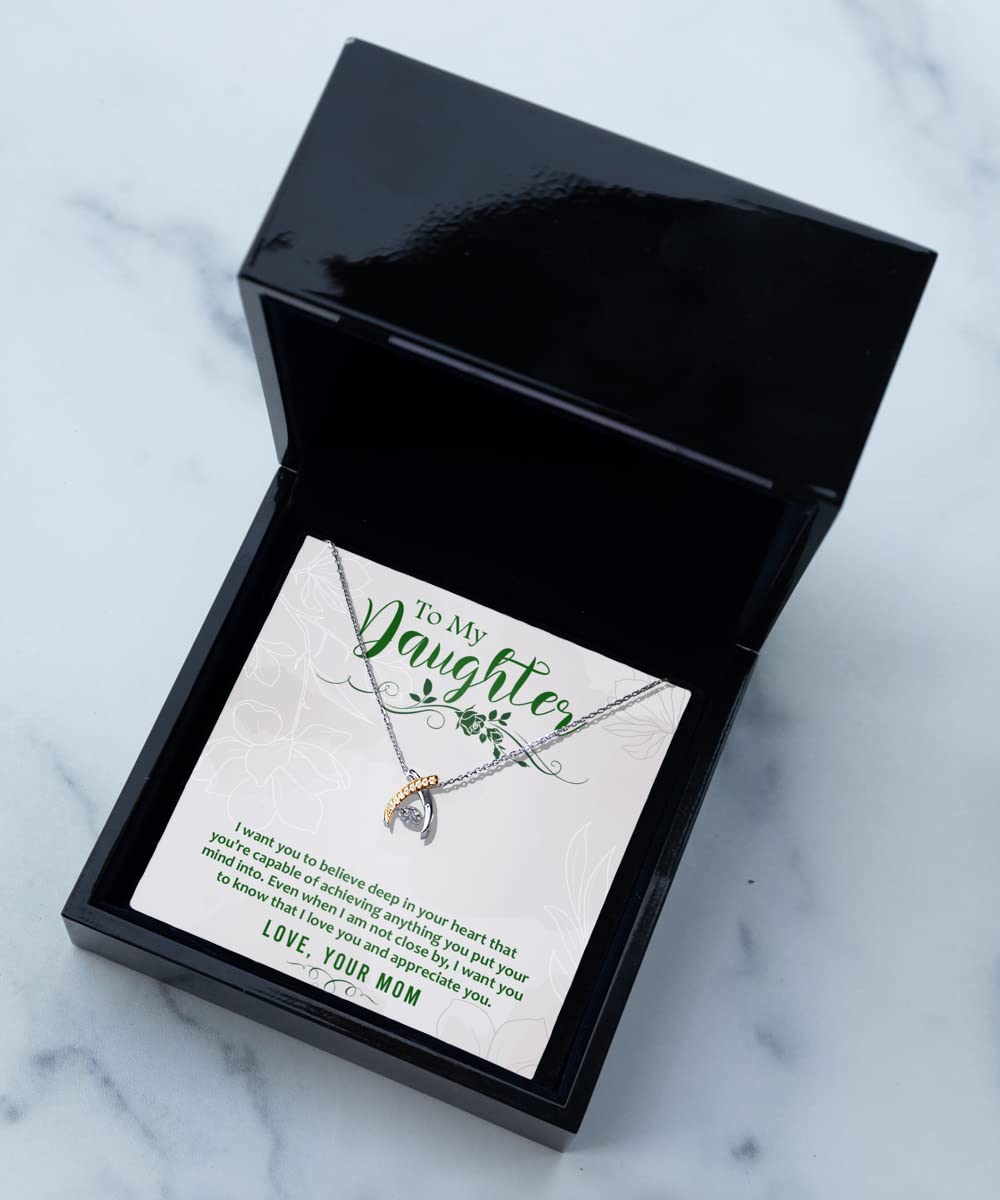 Zapbest Daughter Necklace - Elegant Birthday & Graduation Gift from Mom, Appreciation Wishbone Dancing Pendant Jewelry | Perfect for Special Occasions, Mother-Daughter Bonding & Everyday Wear