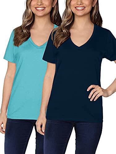 V-neck - 2 Pack - Navy/Sea Breeze