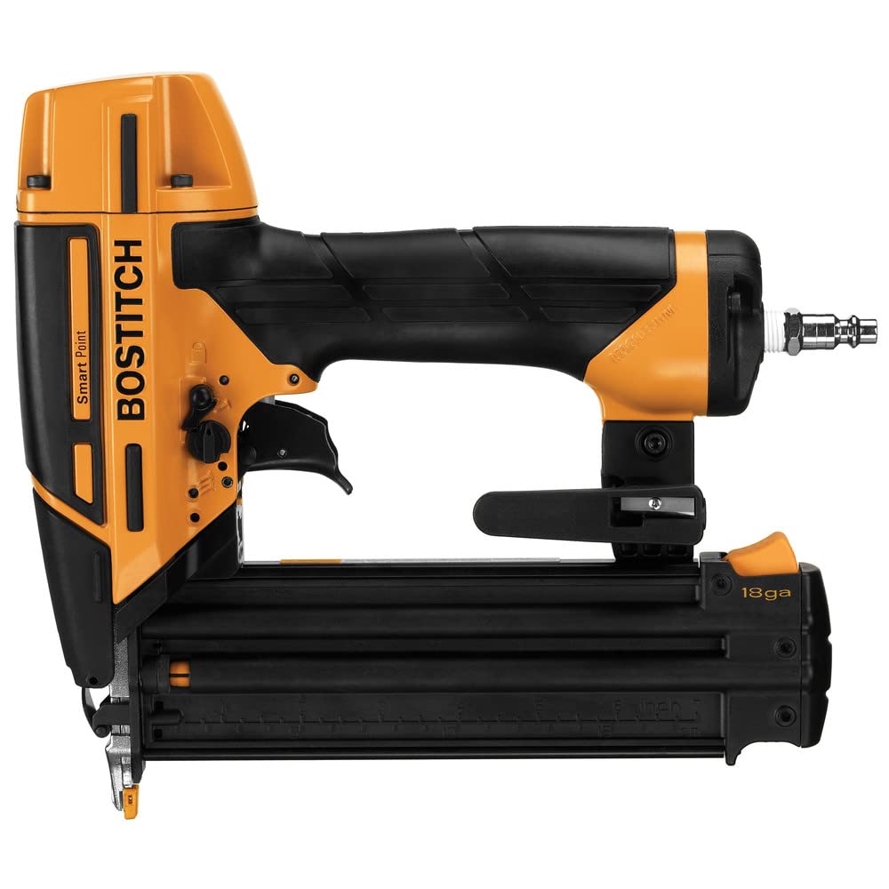 BOSTITCH BTFP12233 18GA Smart Point Pneumatic Brad Nailer Kit - Lightweight & Precise for Trim Work, Crown Molding, and DIY Home Projects