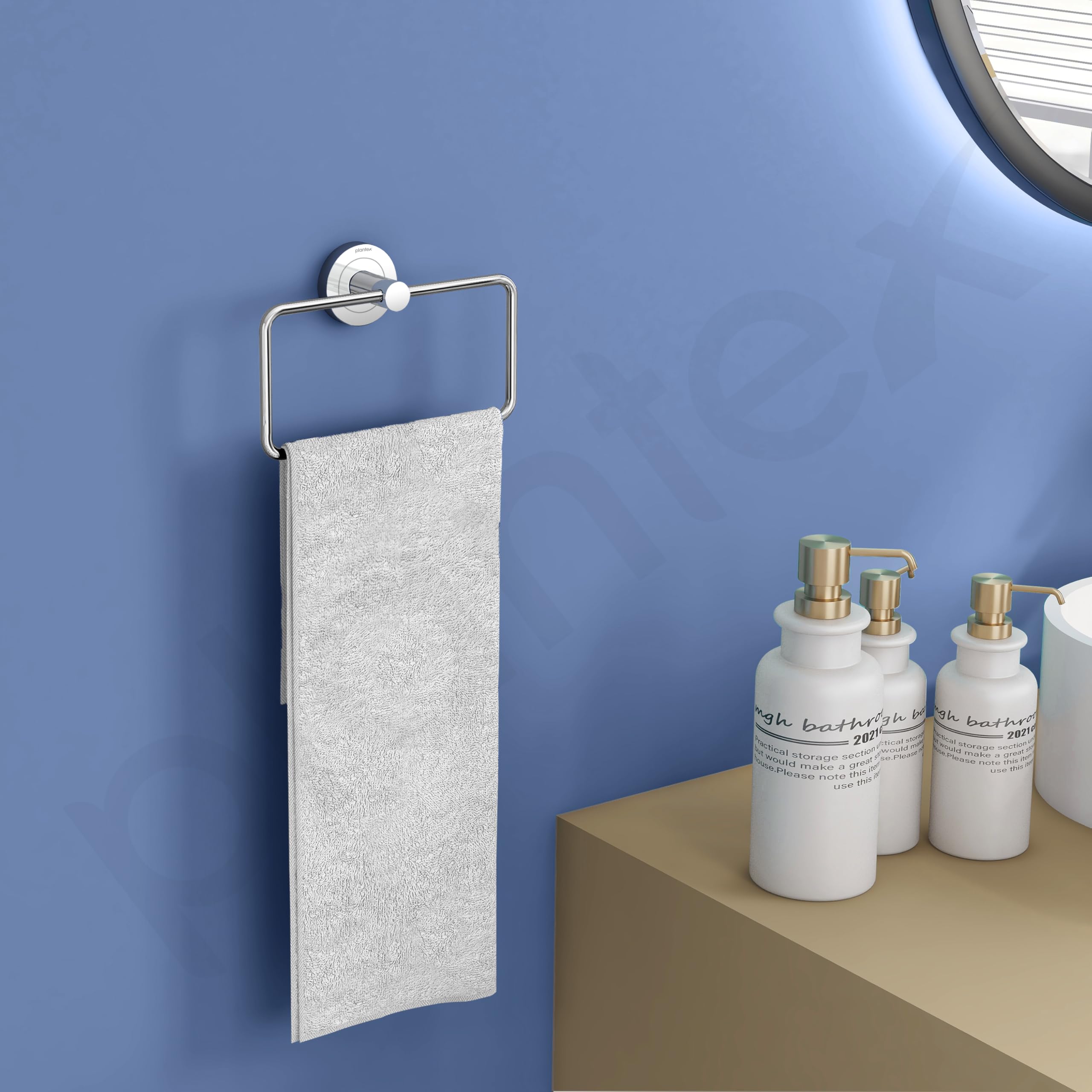 Stainless Steel Towel Ring Holder for Bathroom - Chrome Rectangular Towel Hanger for Wash Basin, Napkin Holder & Bathroom Accessories - Perfect for Kitchen, Spa, Hotel & Home Decor