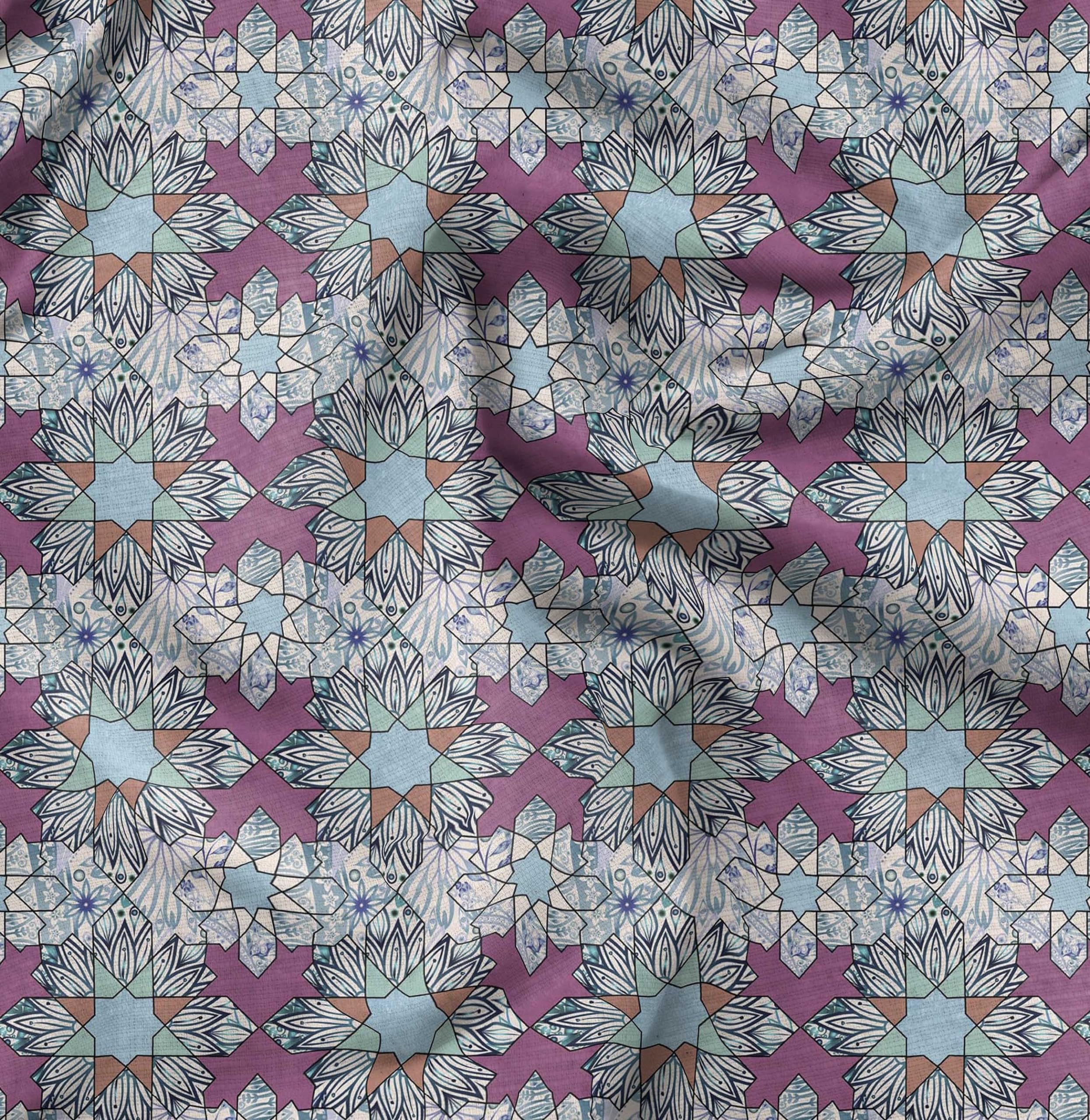 Soimoi Moss Georgette Brown Fabric by The Yard - 42 Inch Wide Floral & Geometric Printed Textile for DIY Crafts, Sewing Projects, Home Decor, and Fashion Design - Lightweight Draping Material for Dresses, Curtains, and Creative Art Projects