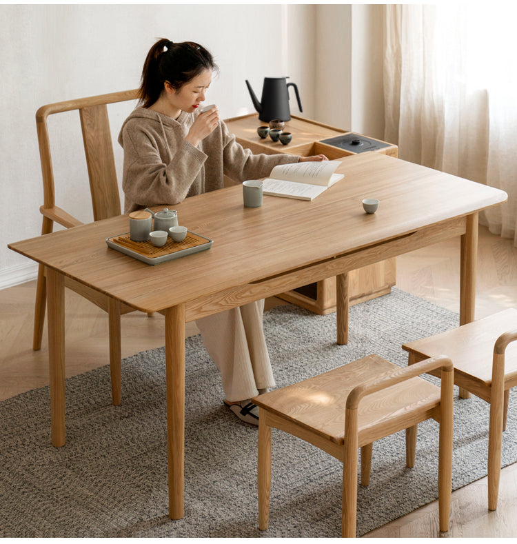Premium Oak & Ash Solid Wood Tea Maker Set with Integrated Tea Table - Perfect for Home, Office & Zen Tea Ceremonies