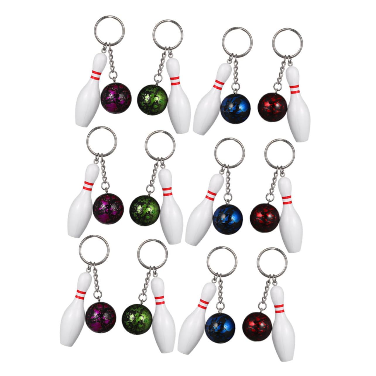 KITANDOVE 12pcs Bowling Keychain Set - Sports Themed Party Favors, Mini Keychains for Bowling Enthusiasts, Perfect for Gifts, Decorations, and Bag Accessories