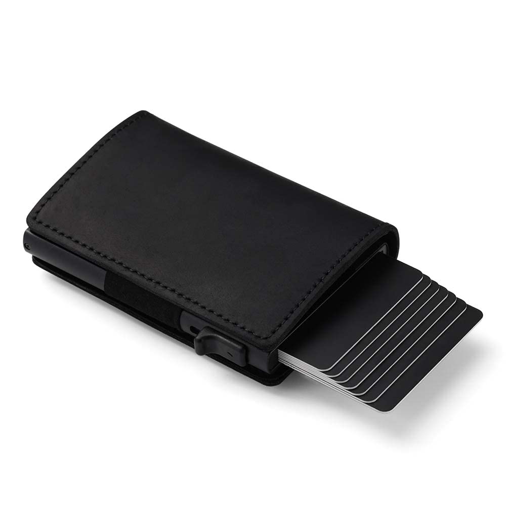 Premium Genuine Leather Airtag Wallet & Key Holder for Men - RFID Blocking Multifunctional Wallet with Apple AirTag Case Cover - Perfect for Travel, Daily Use & Anti-Theft Protection (Black)