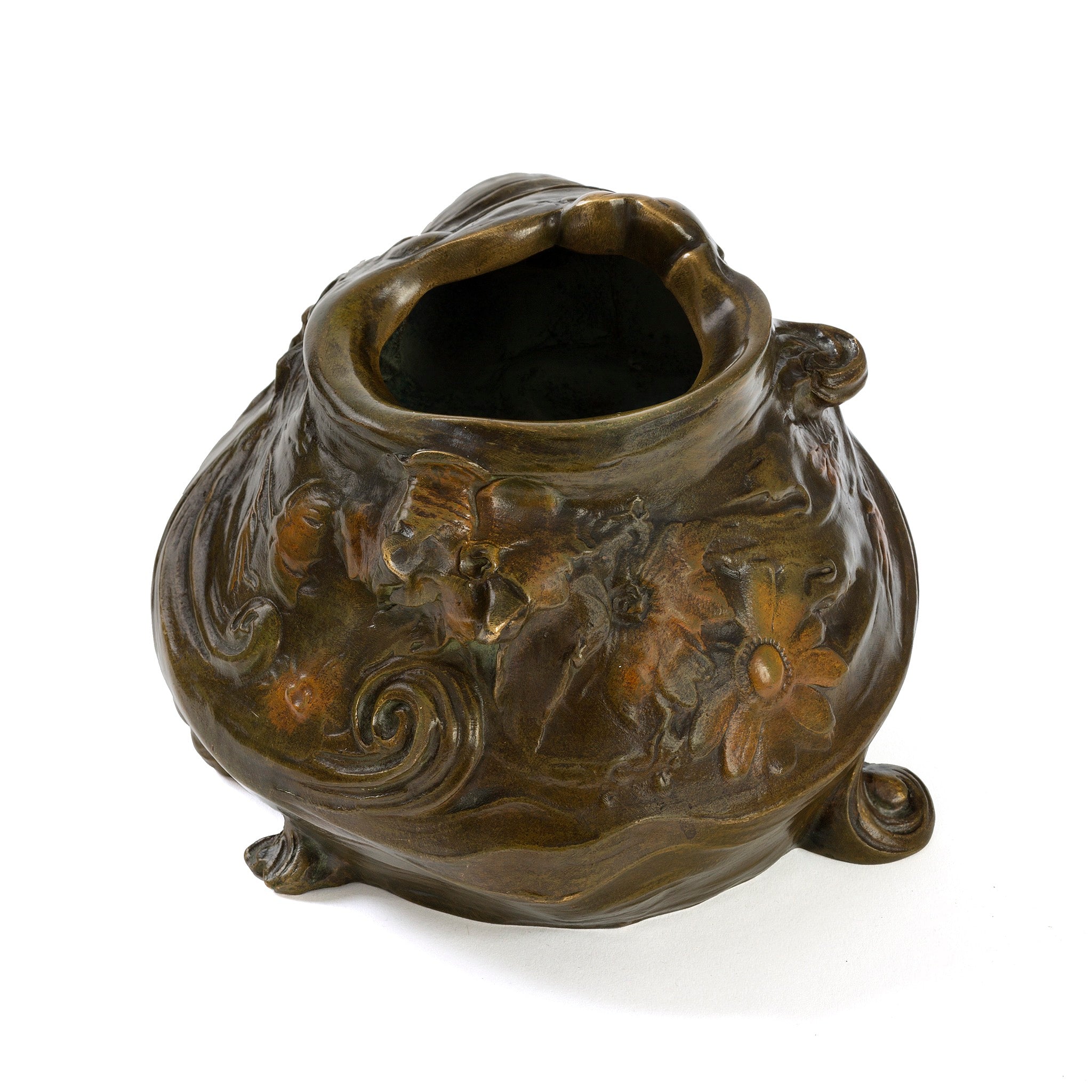François Madurell Bronze Jardinière Planter - Elegant Female Faces Design - Perfect for Indoor Plants, Home Decor & Garden Centerpiece